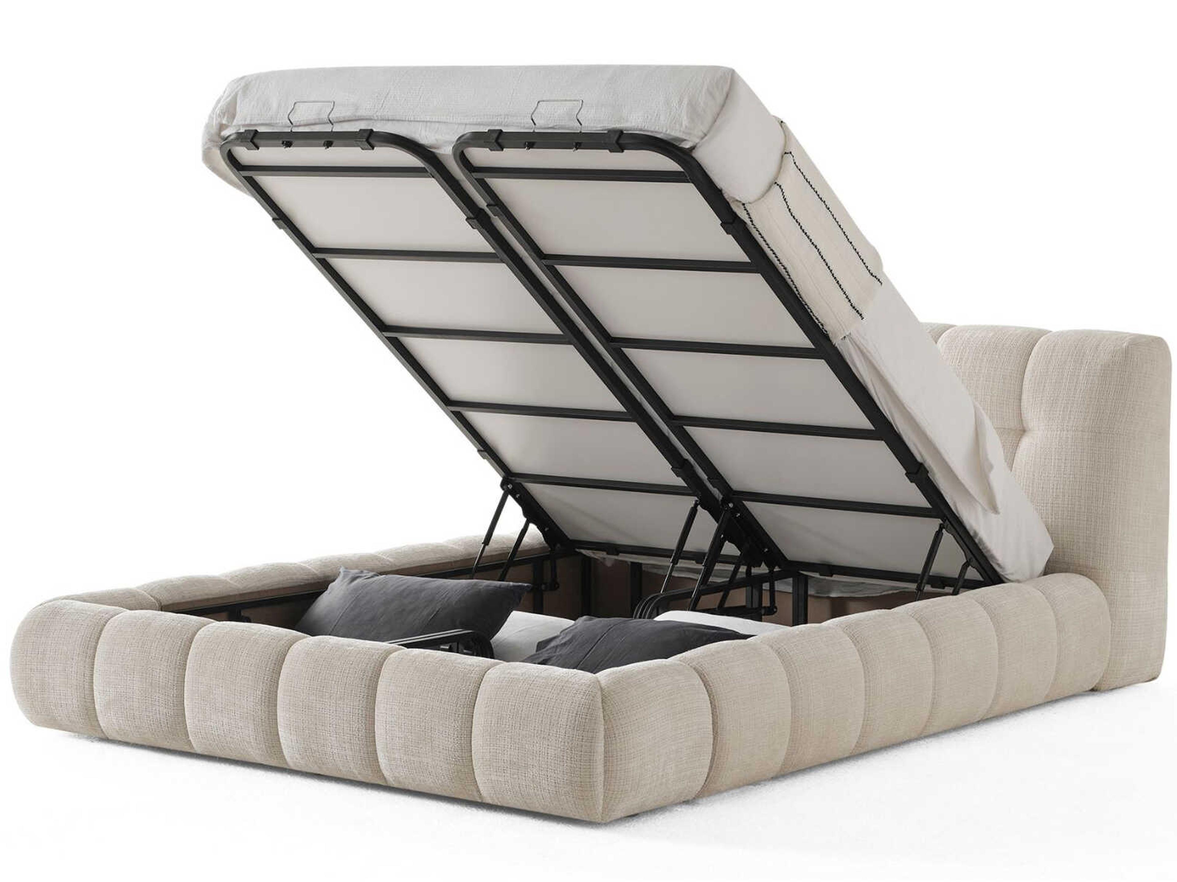 Whiteline Modern Living Cloud Beige Upholstered King Platform Bed