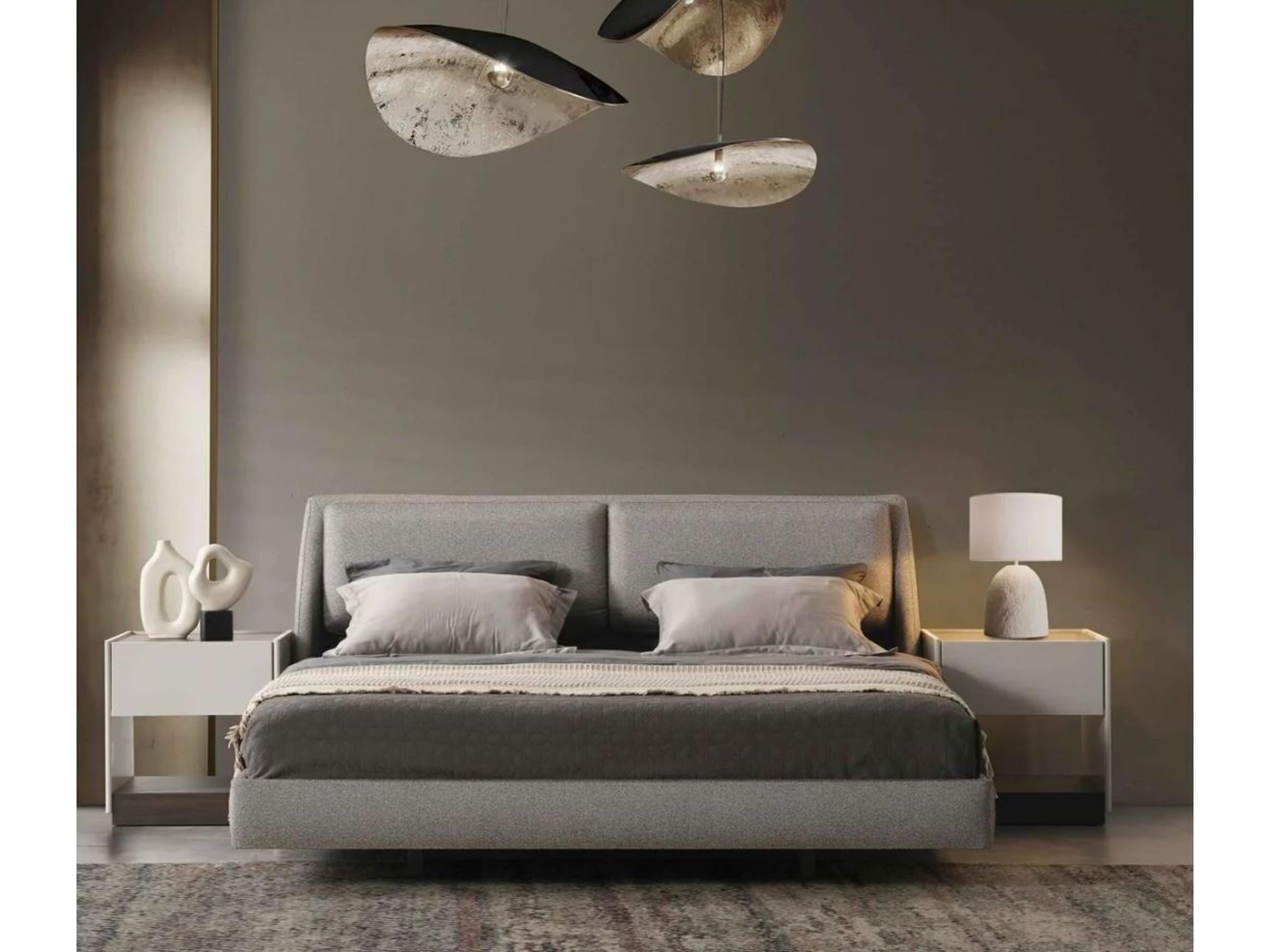 Whiteline Modern Living Raphael Gray Upholstered King Platform Bed