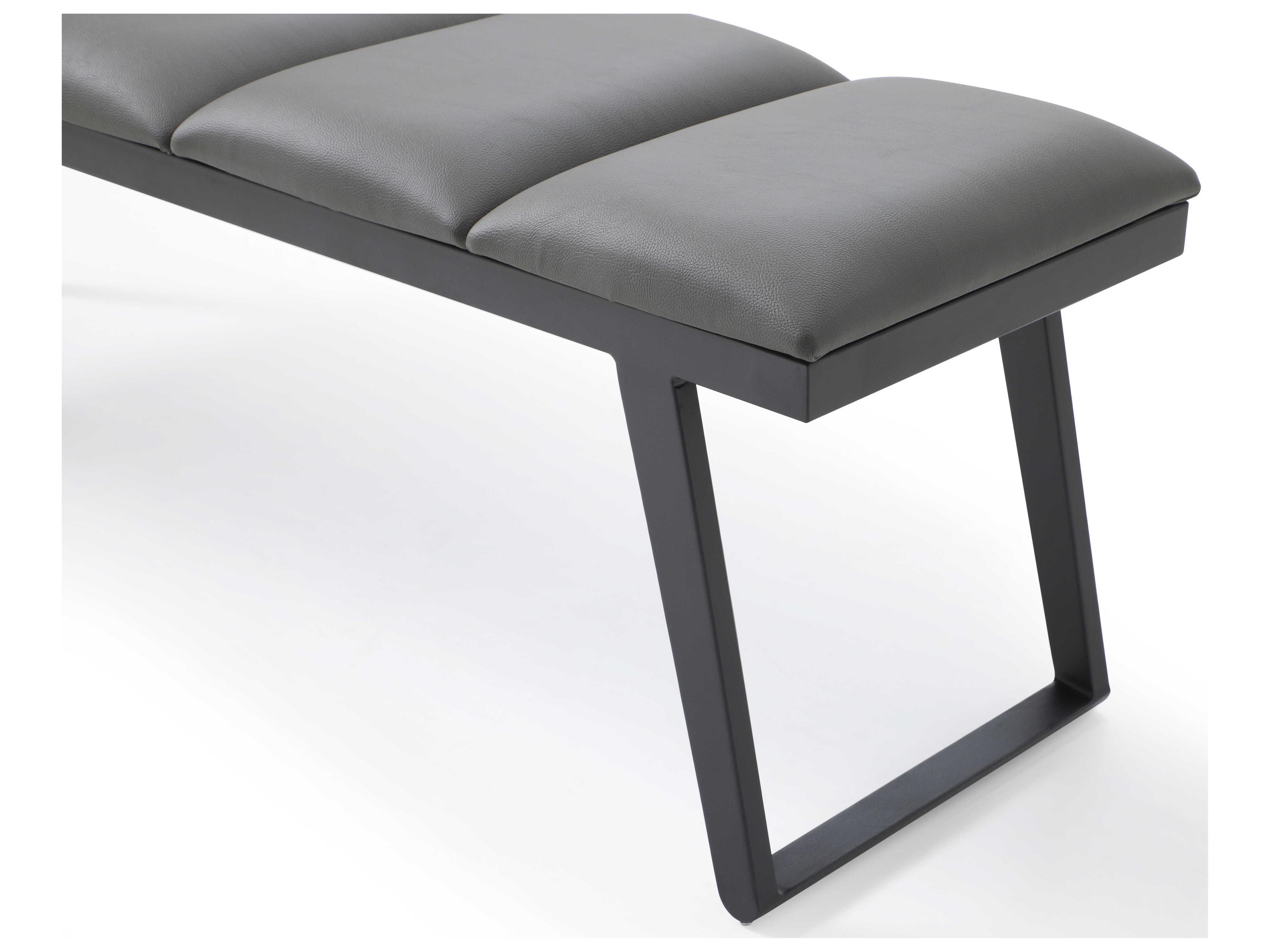 Whiteline Modern Living Ethan Dark Grey Sanded Black Faux Leather Accent Bench