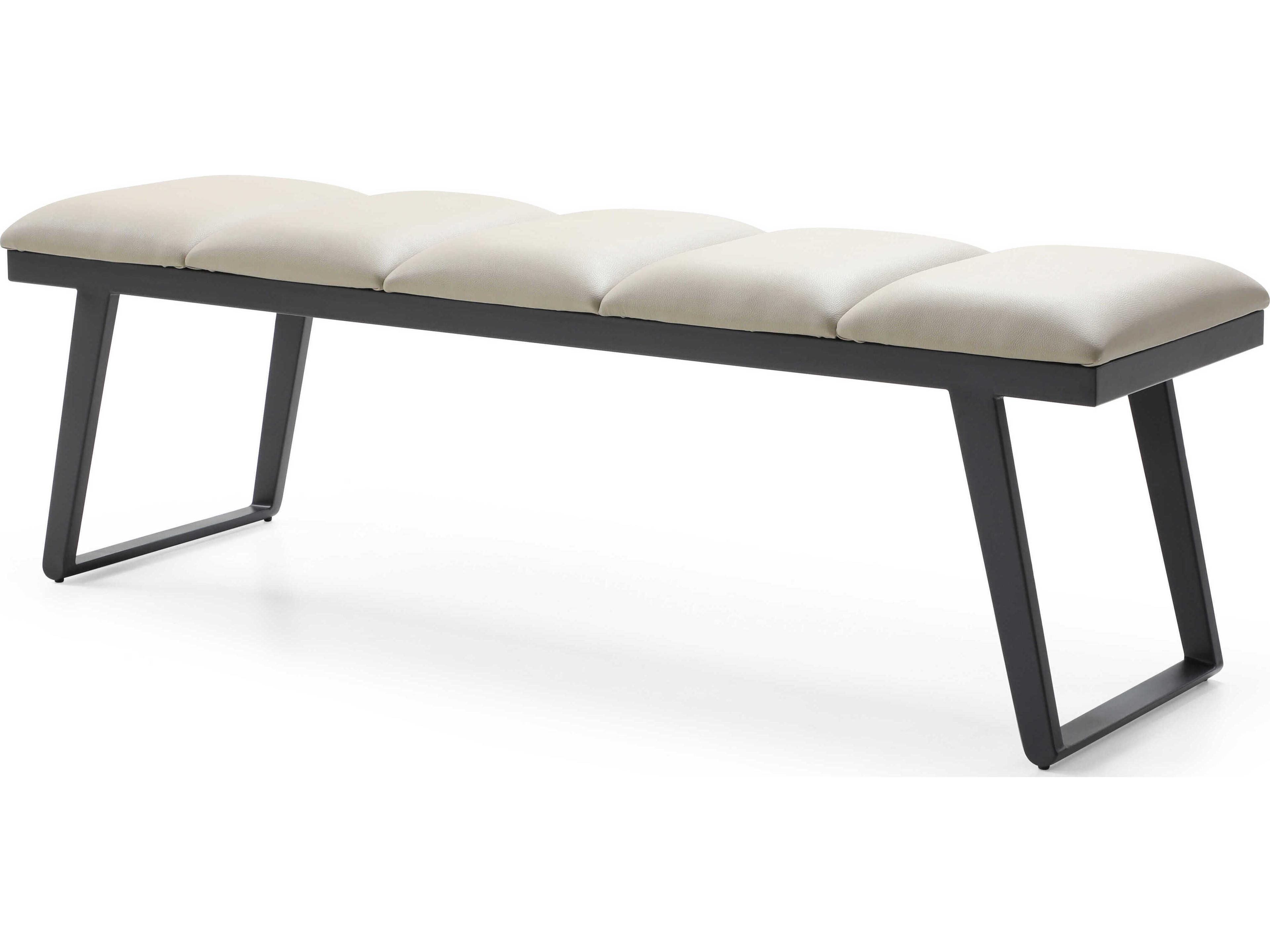 Ethan Light Grey Sanded Black Faux Leather Accent Bench