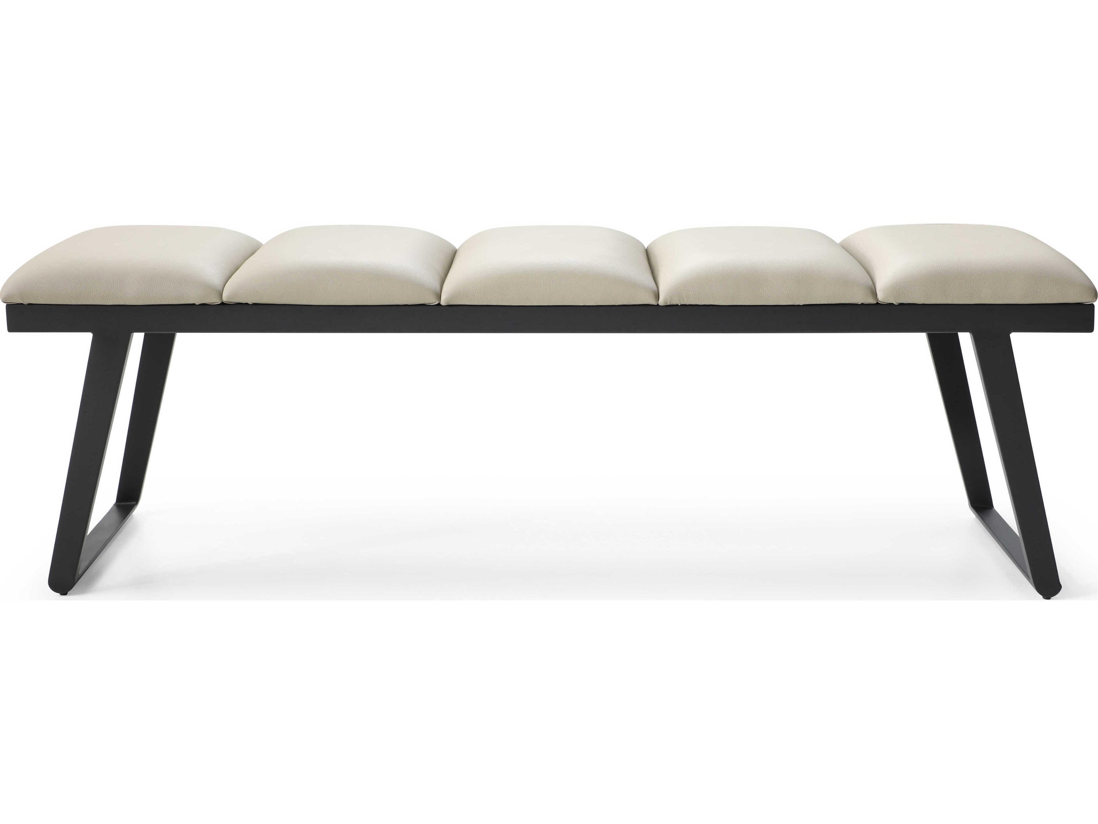 Whiteline Modern Living Ethan Light Grey Sanded Black Faux Leather Accent Bench