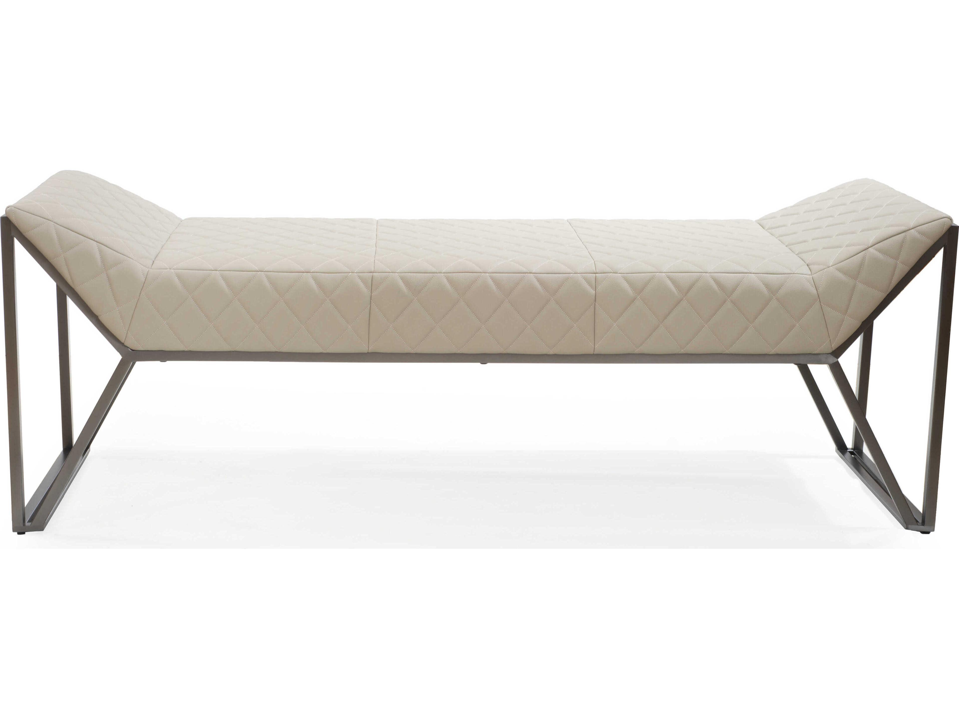 Whiteline Modern Living Mylo Light Grey Black Faux Leather Accent Bench