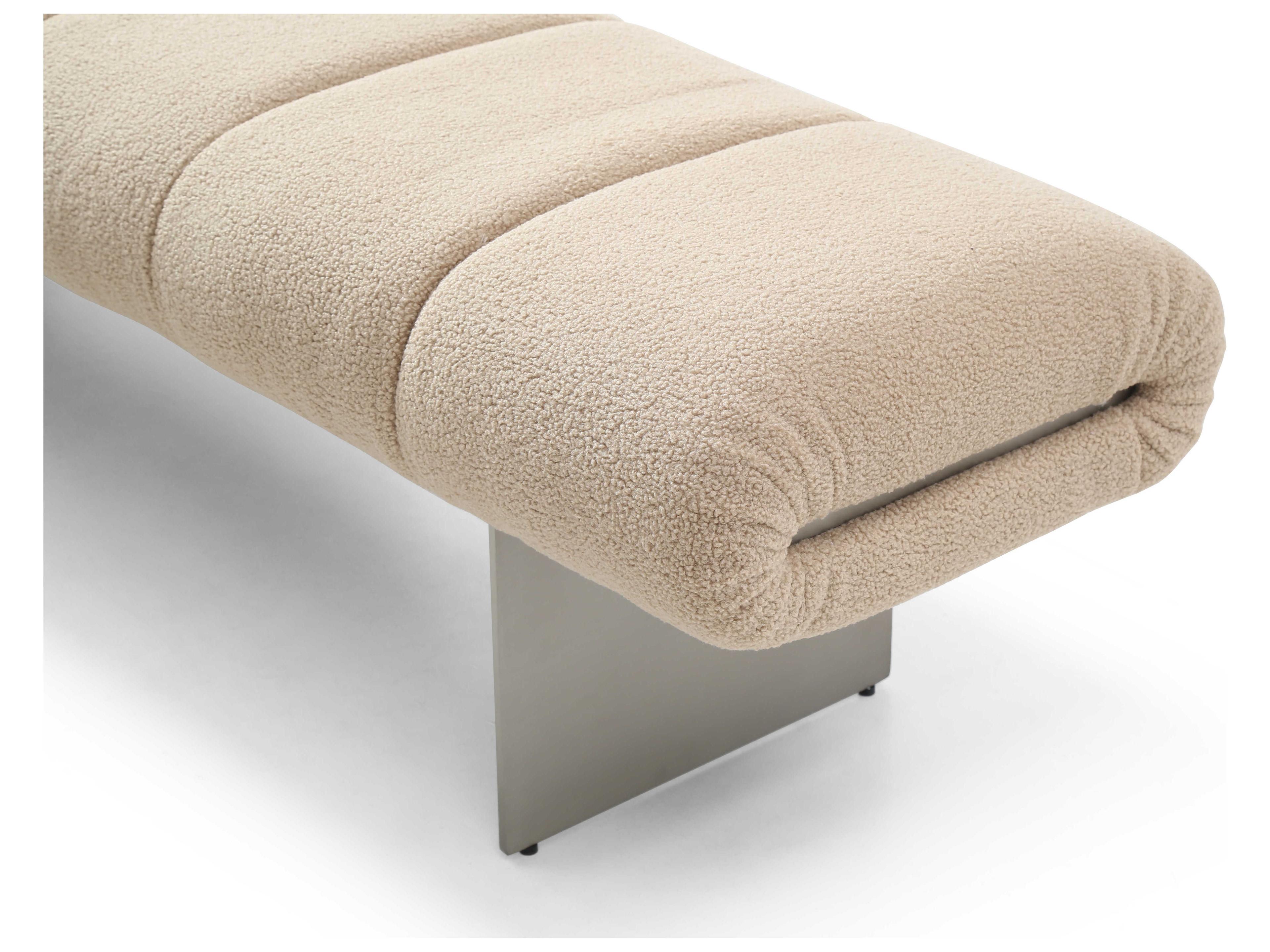Whiteline Modern Living Elena Beige Brushed Nickel Upholstered Accent Bench