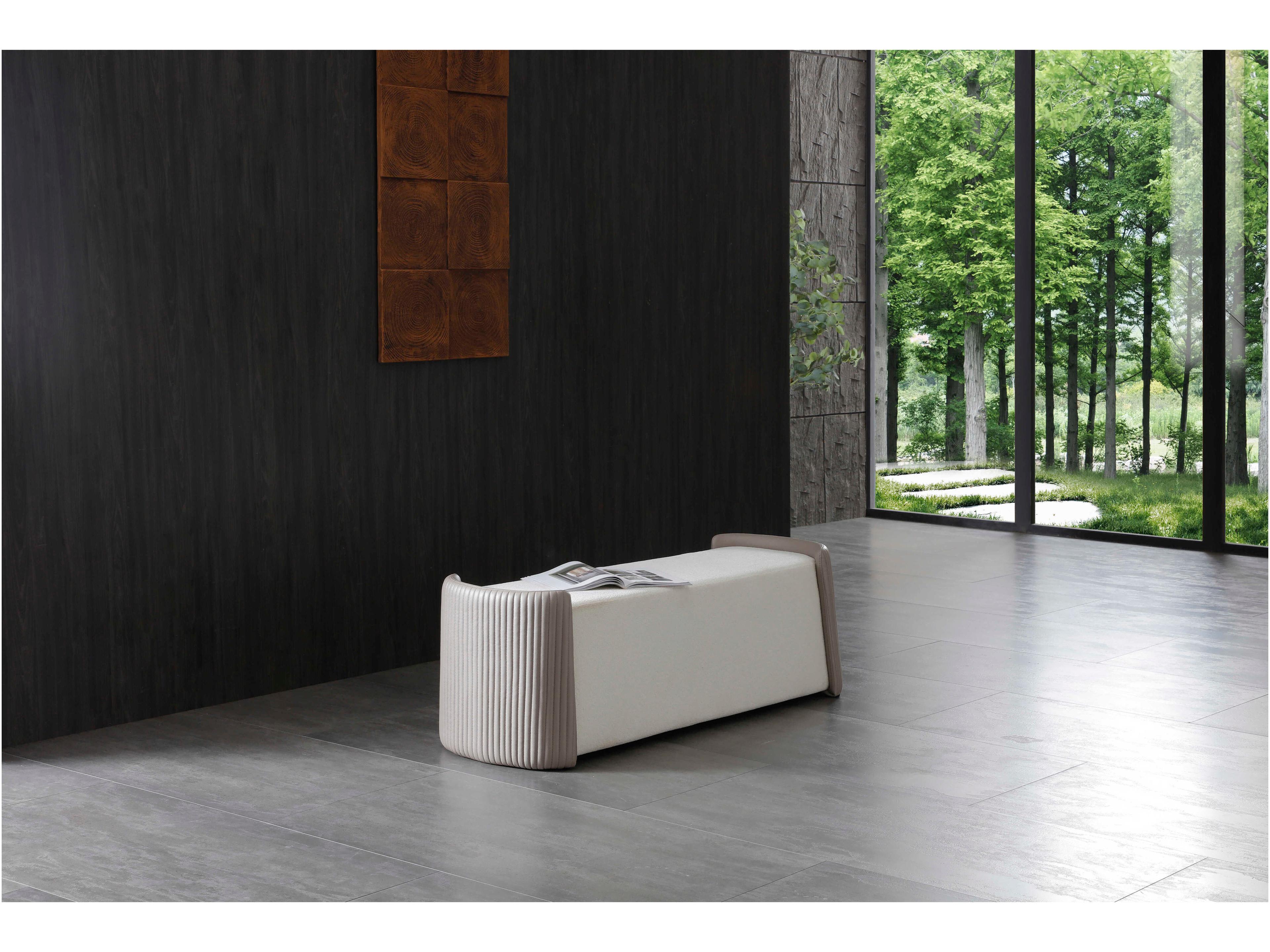 Whiteline Modern Living Hug Taupe Beige Upholstered Accent Bench