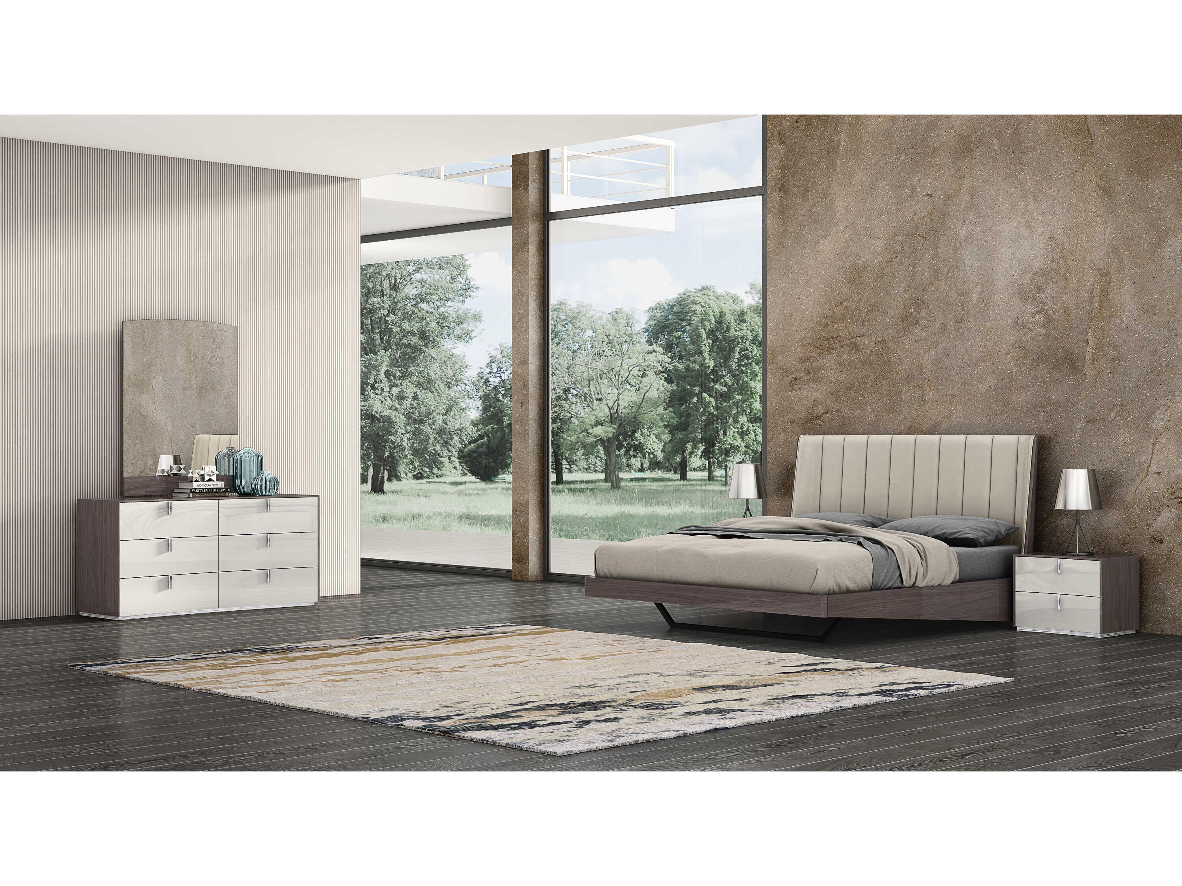 Whiteline Modern Living Berlin Chestnut Light Grey Queen Platform Bed