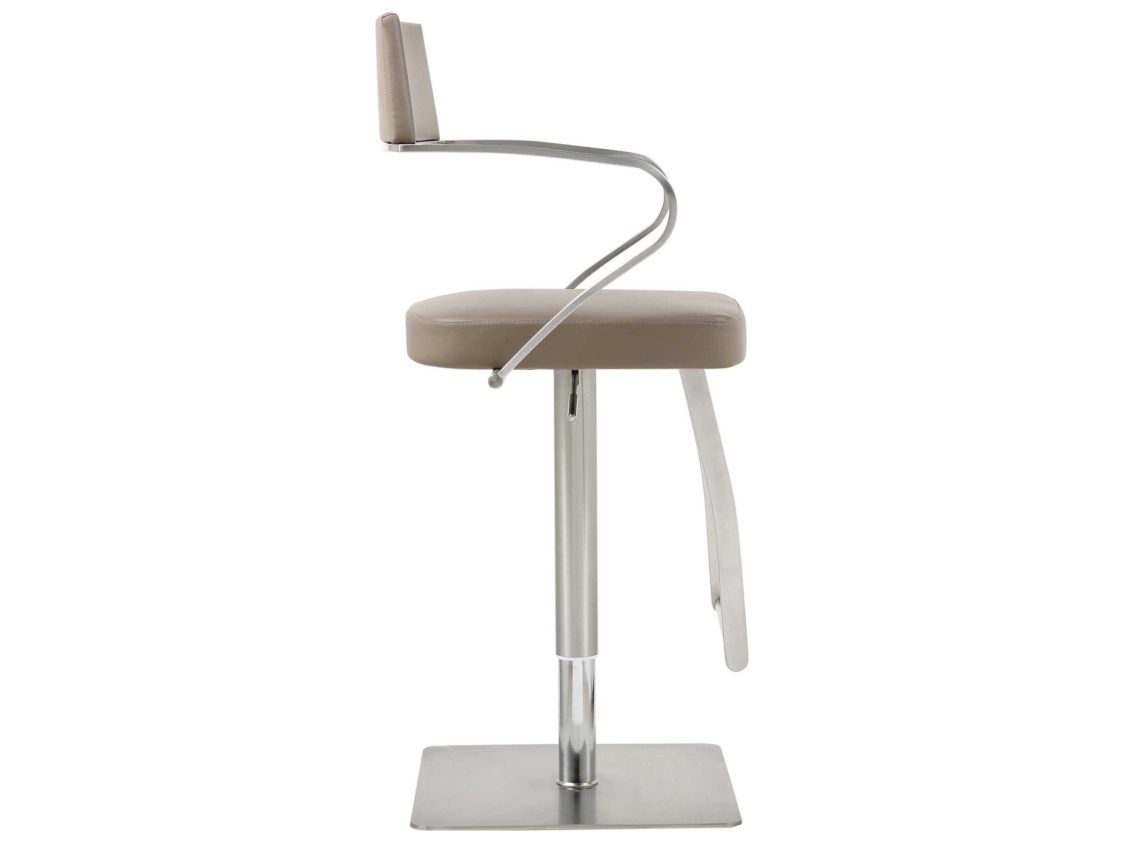 Whiteline Modern Living Zuri Taupe Faux Leather Adjustable Bar Stool