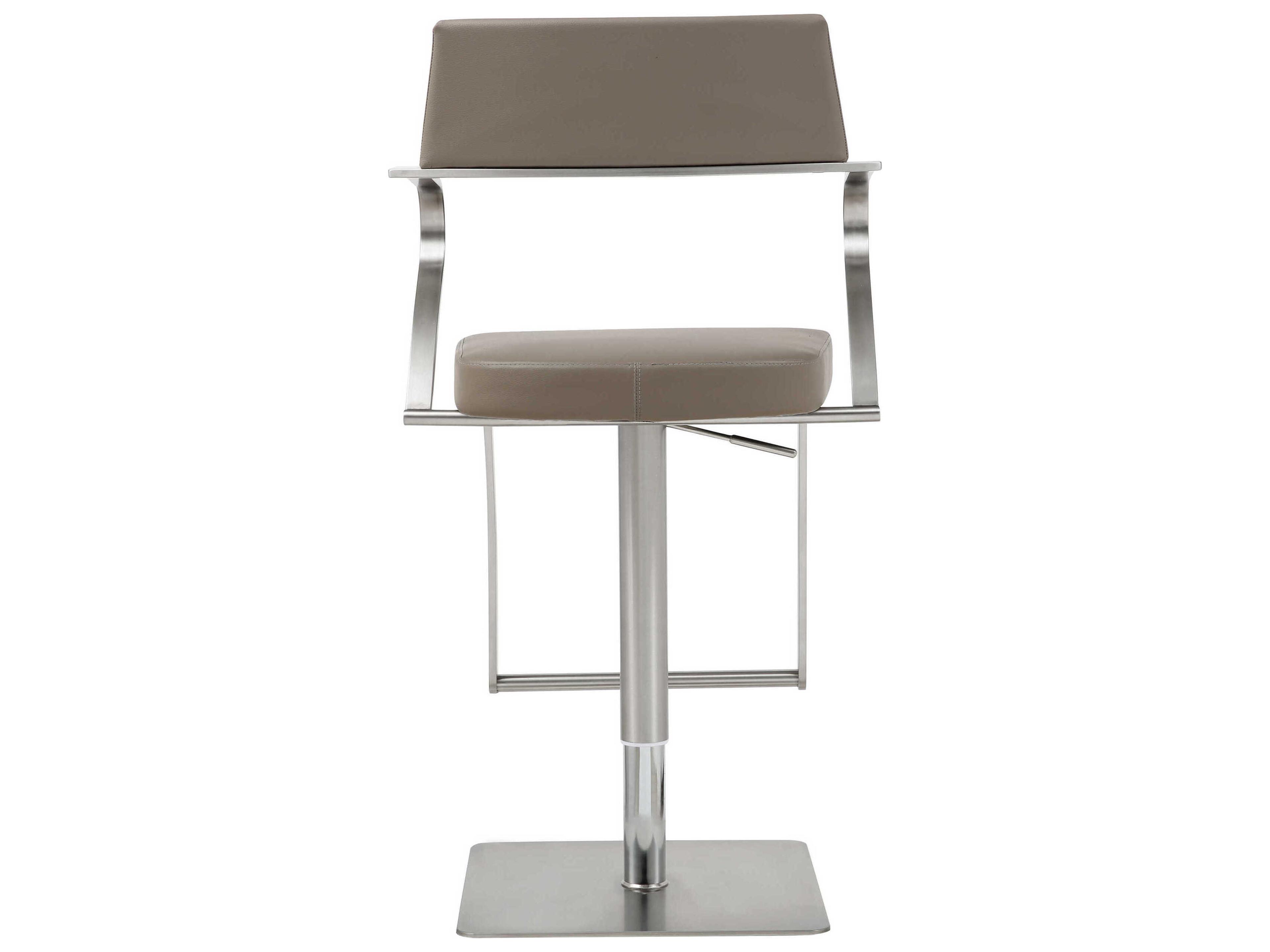 Whiteline Modern Living Zuri Taupe Faux Leather Adjustable Bar Stool