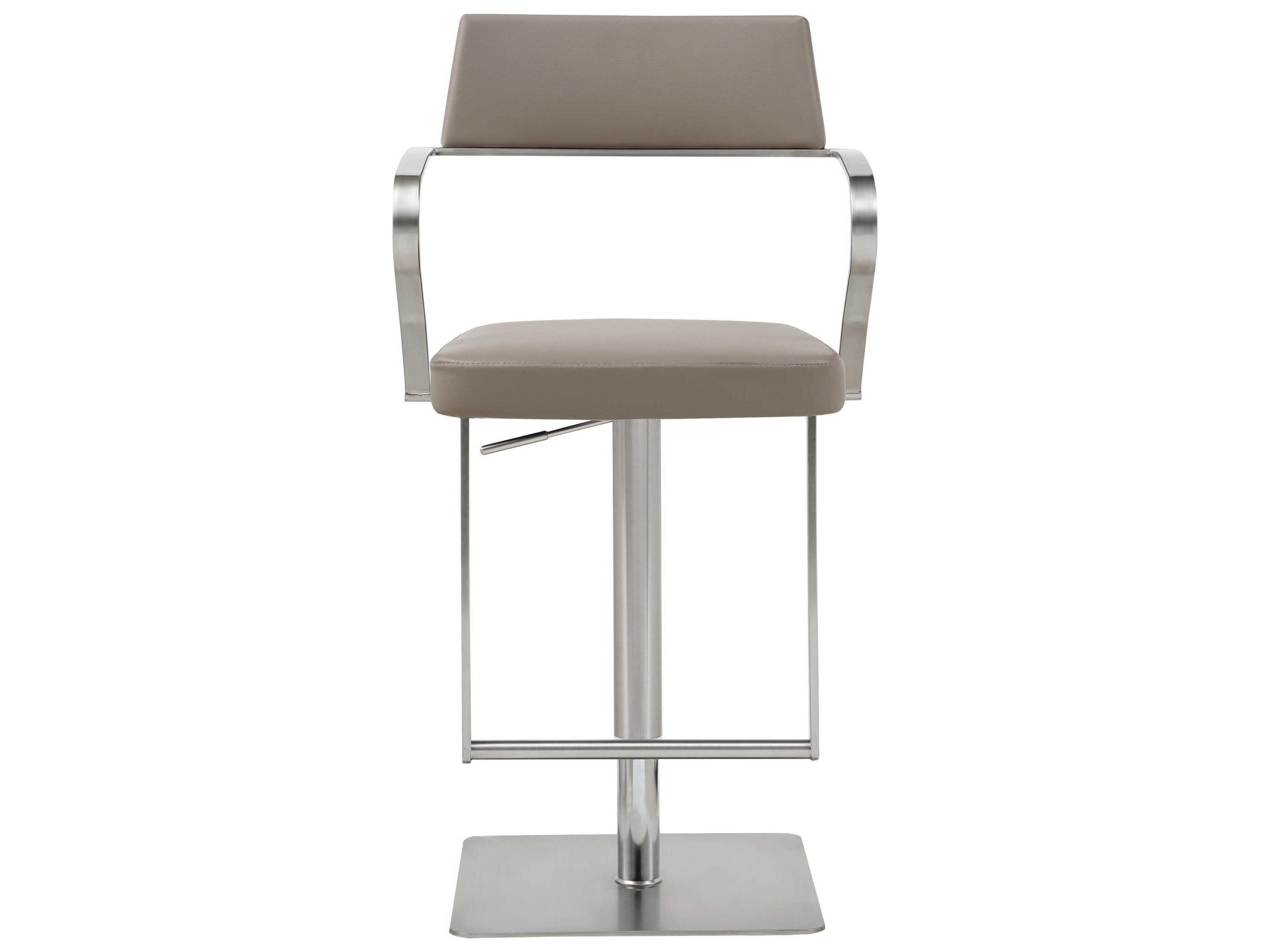 Whiteline Modern Living Zuri Taupe Faux Leather Adjustable Bar Stool