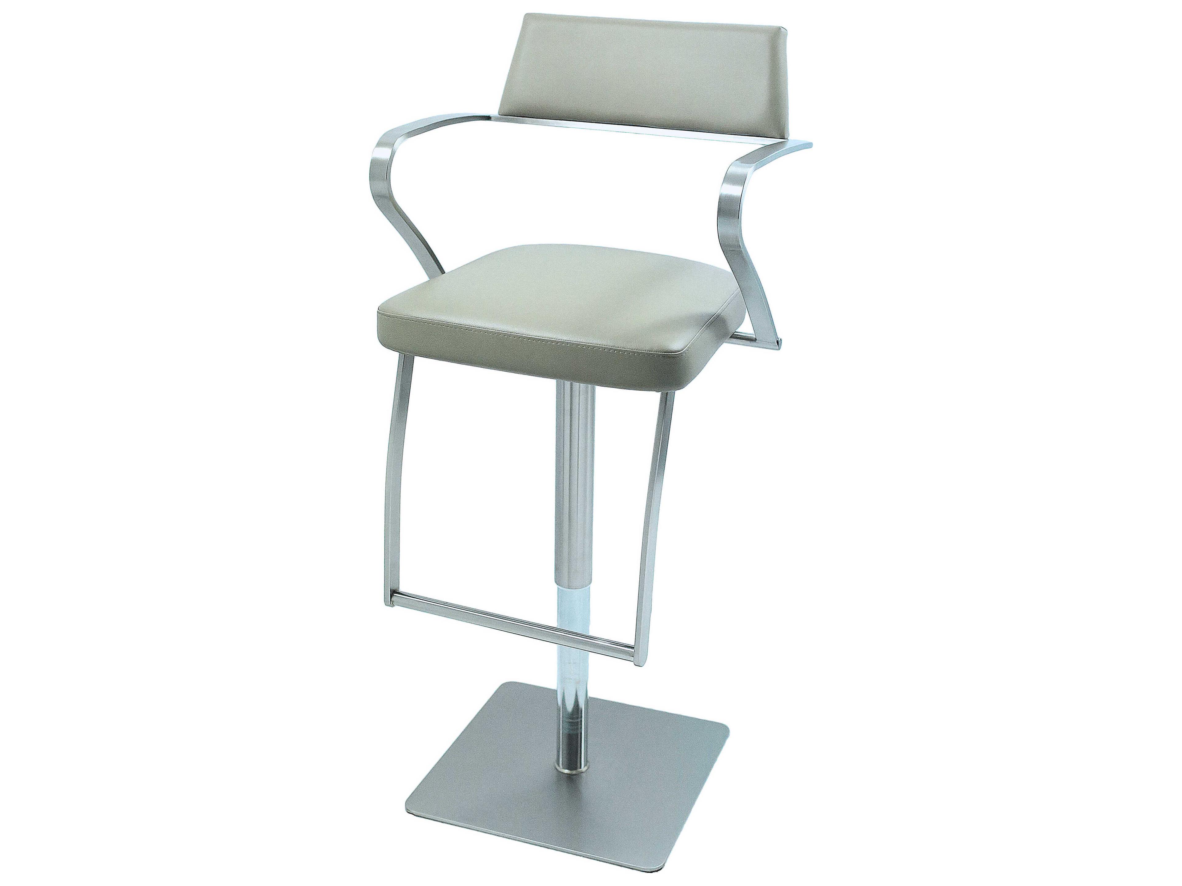 Whiteline Modern Living Zuri Taupe Faux Leather Adjustable Bar Stool