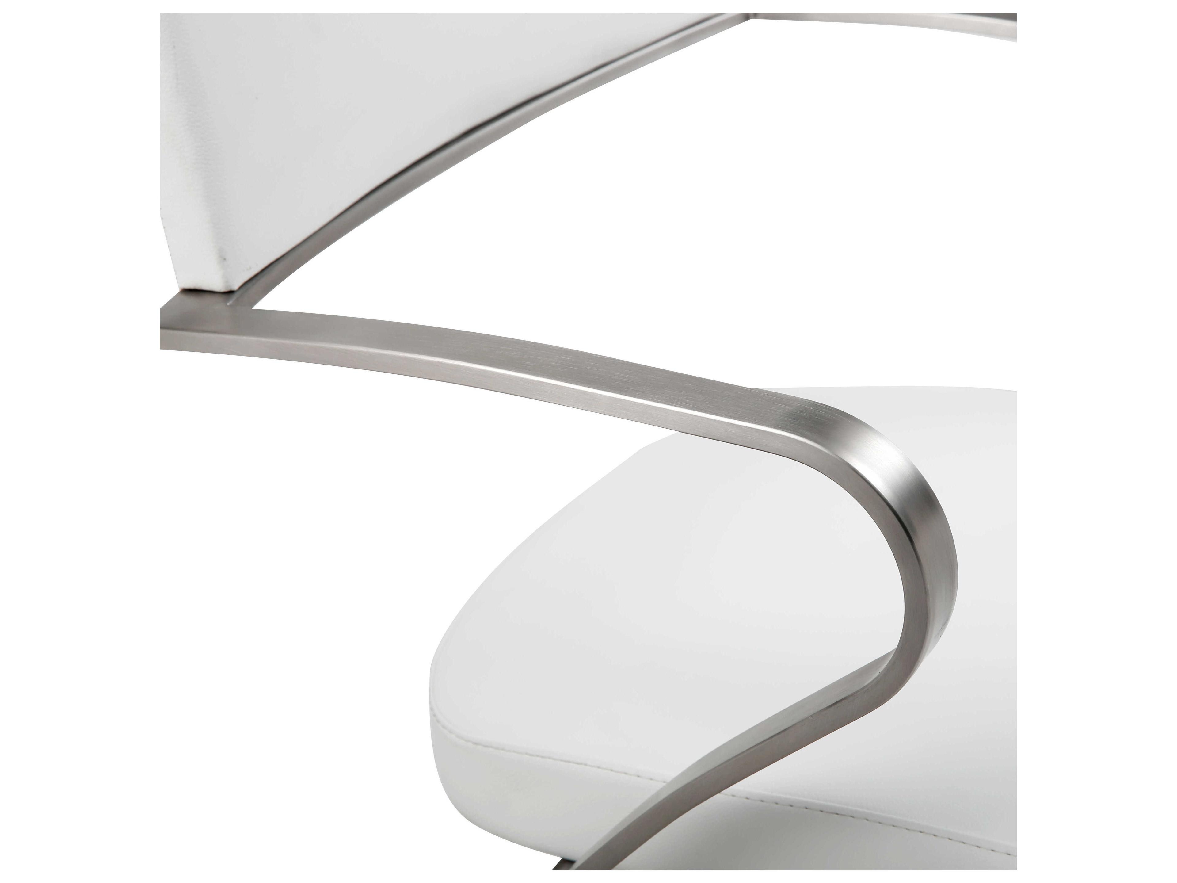 Whiteline Modern Living Zuri White Faux Leather Adjustable Bar Stool