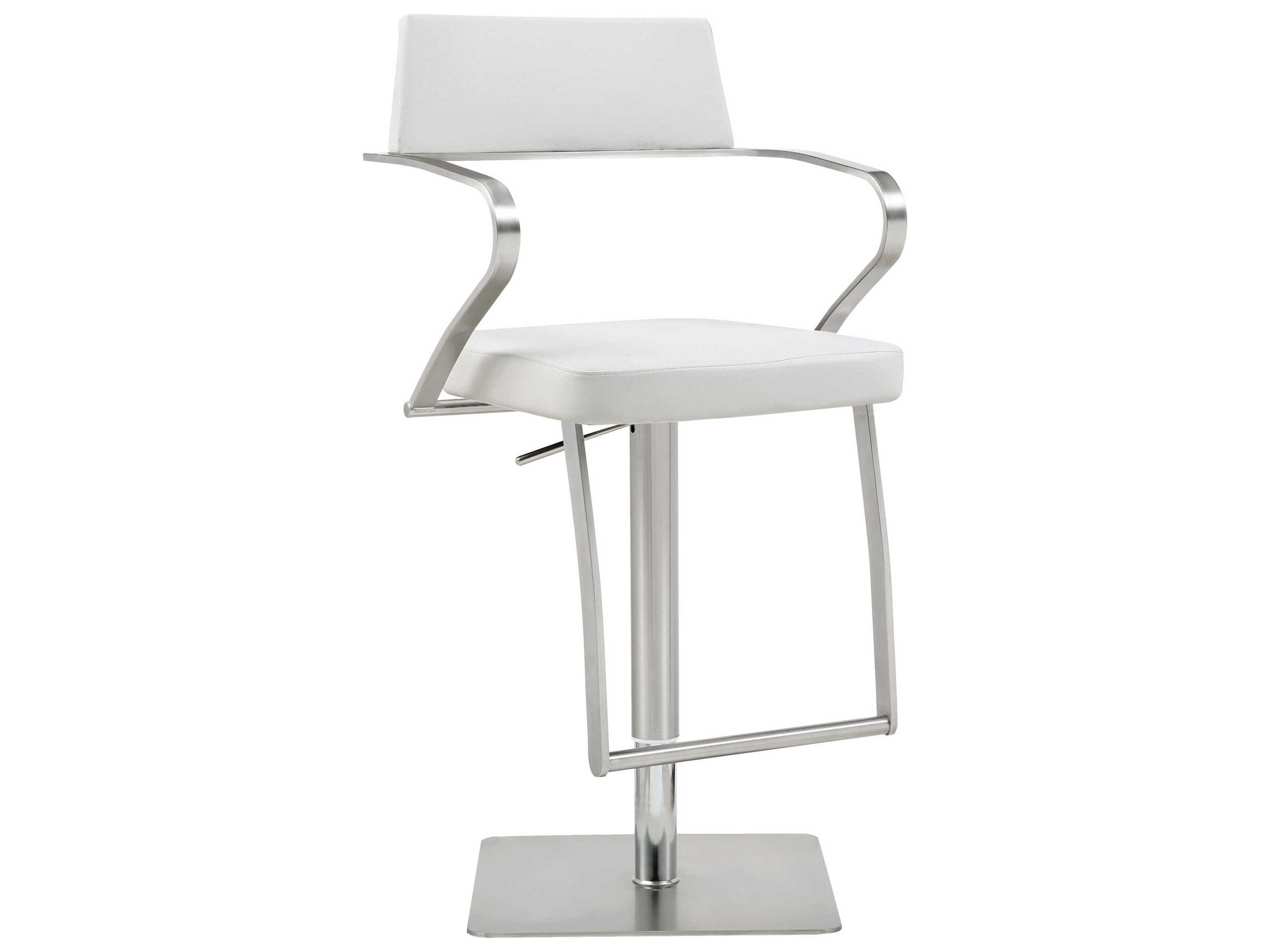 Zuri White Faux Leather Adjustable Bar Stool