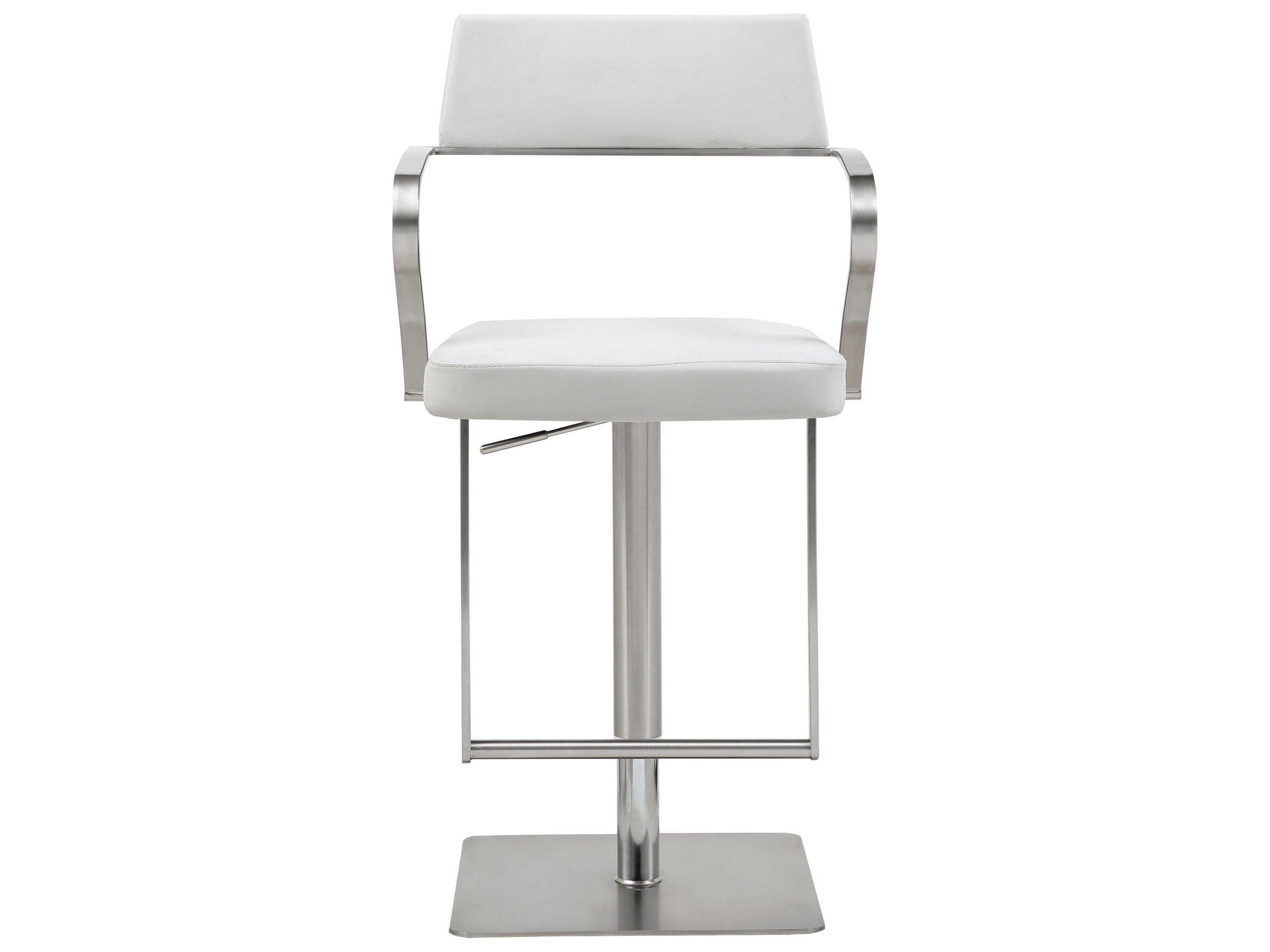 Whiteline Modern Living Zuri White Faux Leather Adjustable Bar Stool