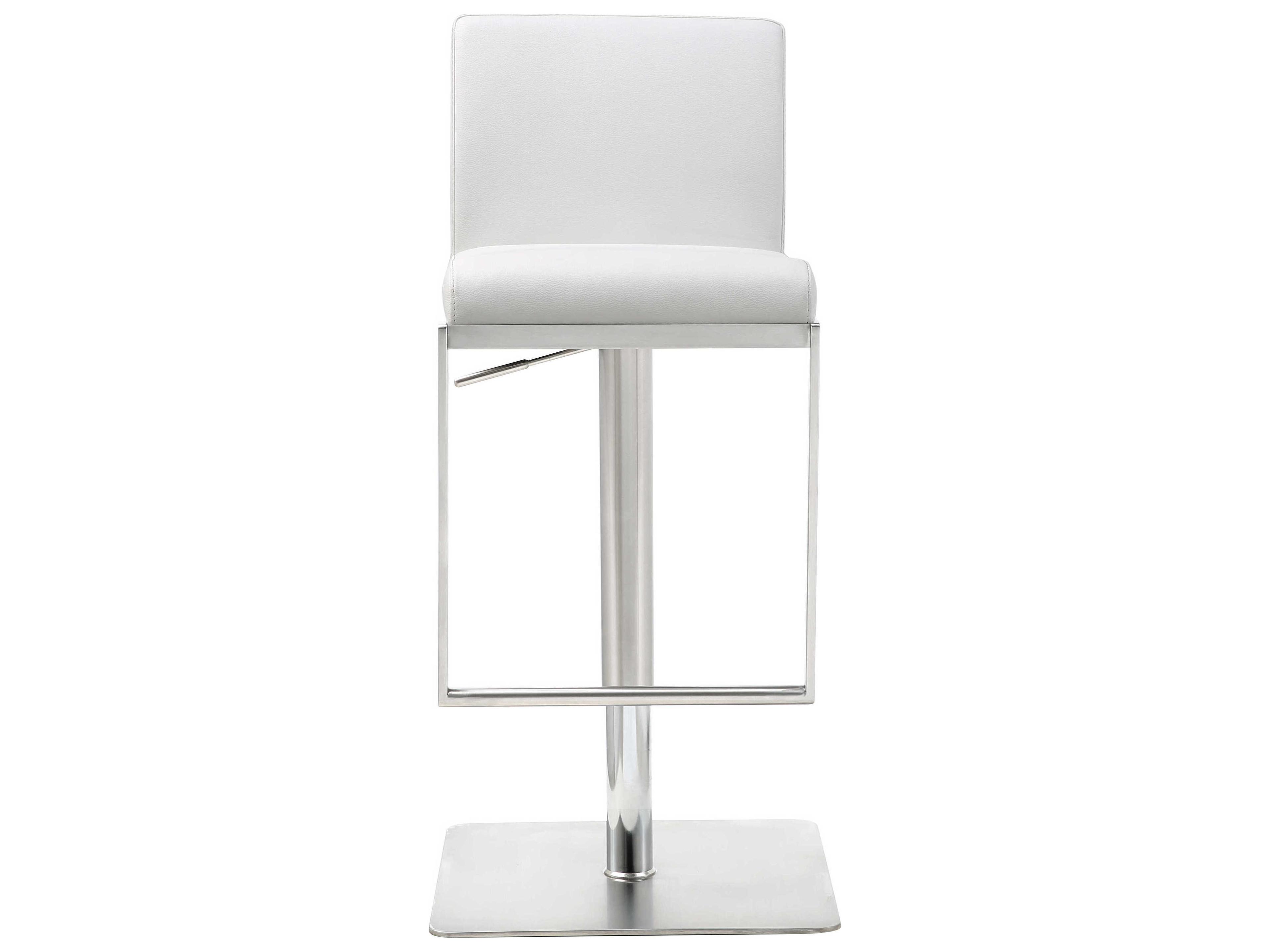 Whiteline Modern Living Clay White Faux Leather Adjustable Bar Stool