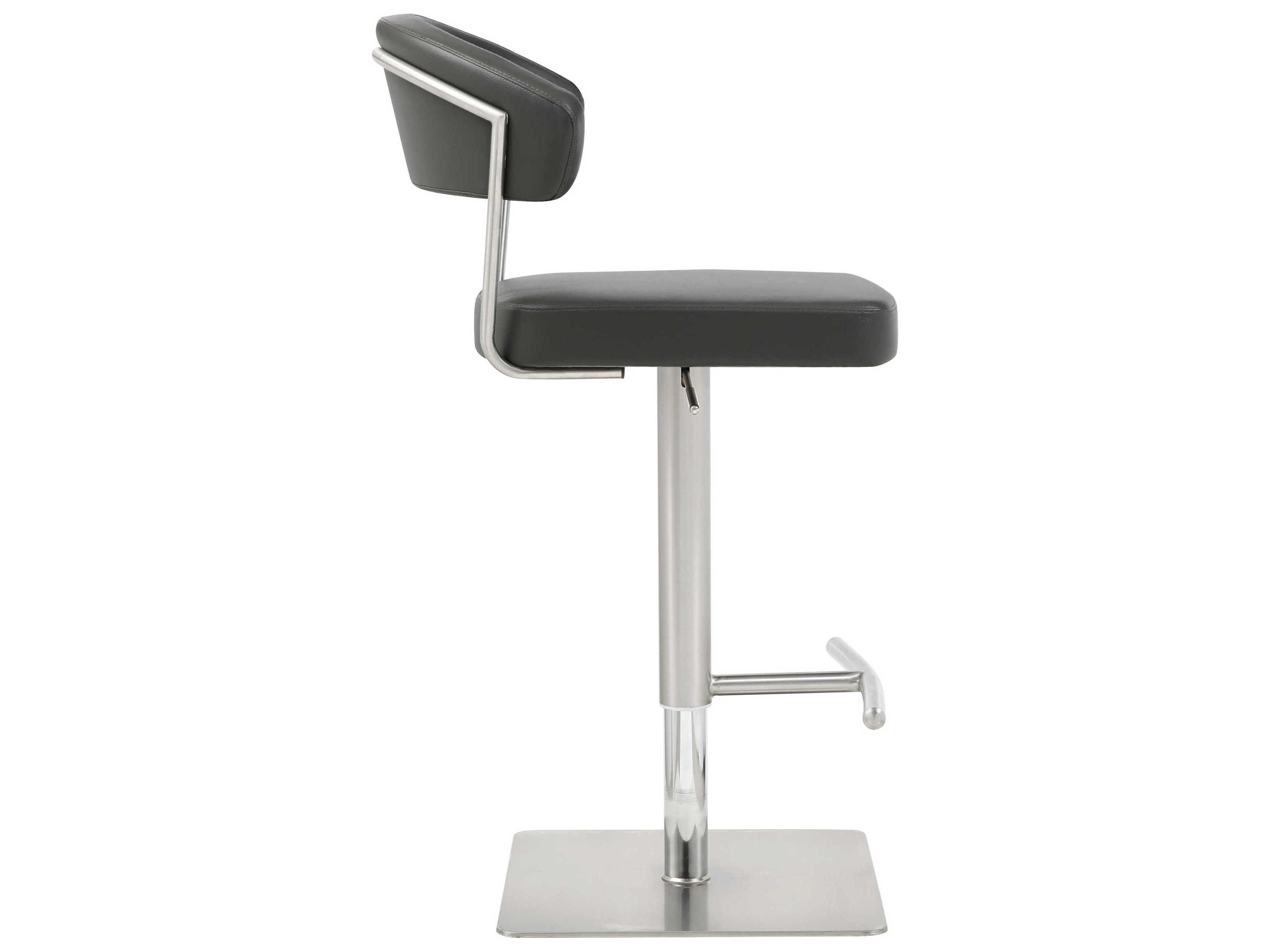 Whiteline Modern Living Maureen Dark Grey Faux Leather Adjustable Bar Stool