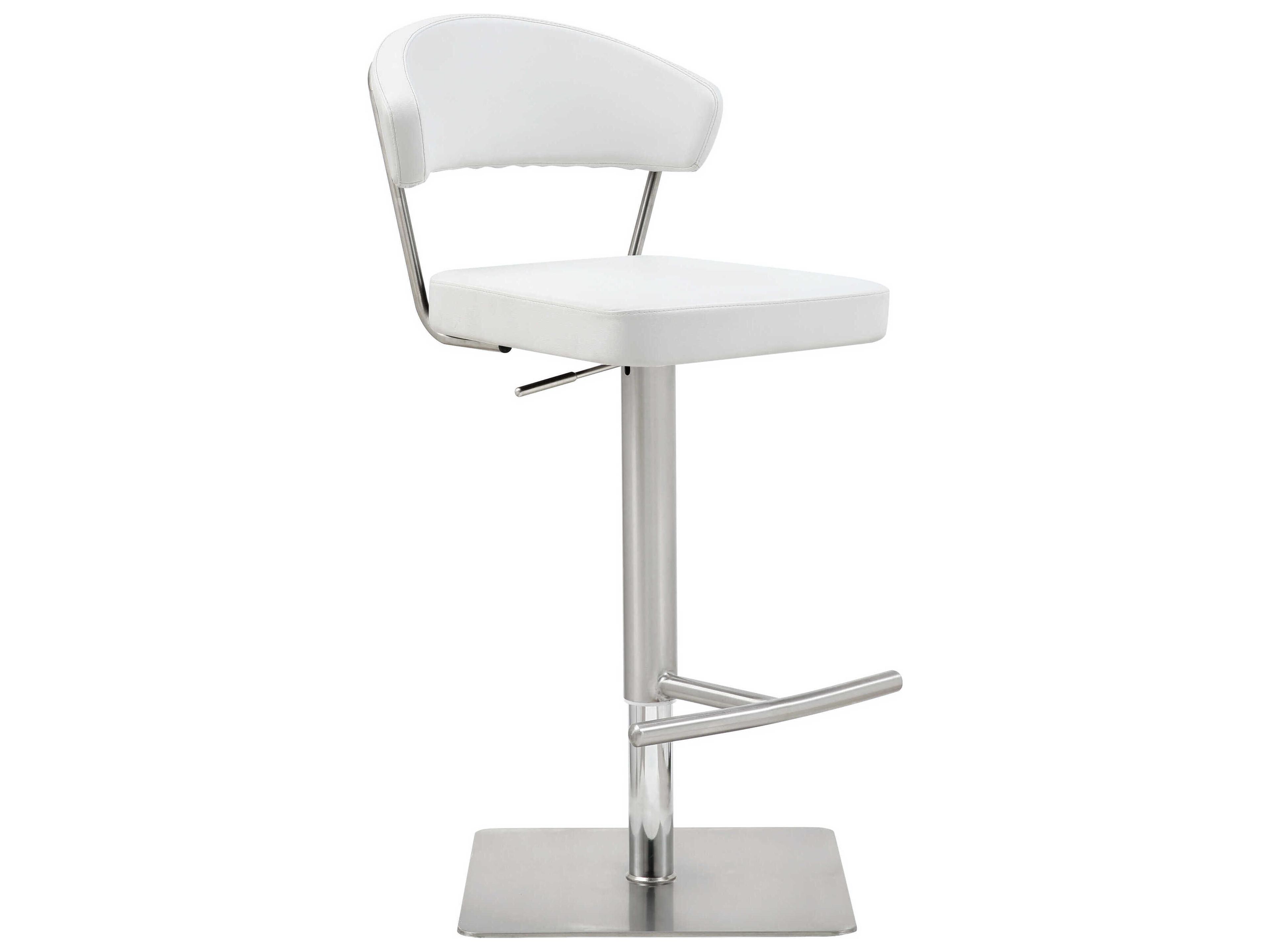 Maureen White Faux Leather Adjustable Bar Stool