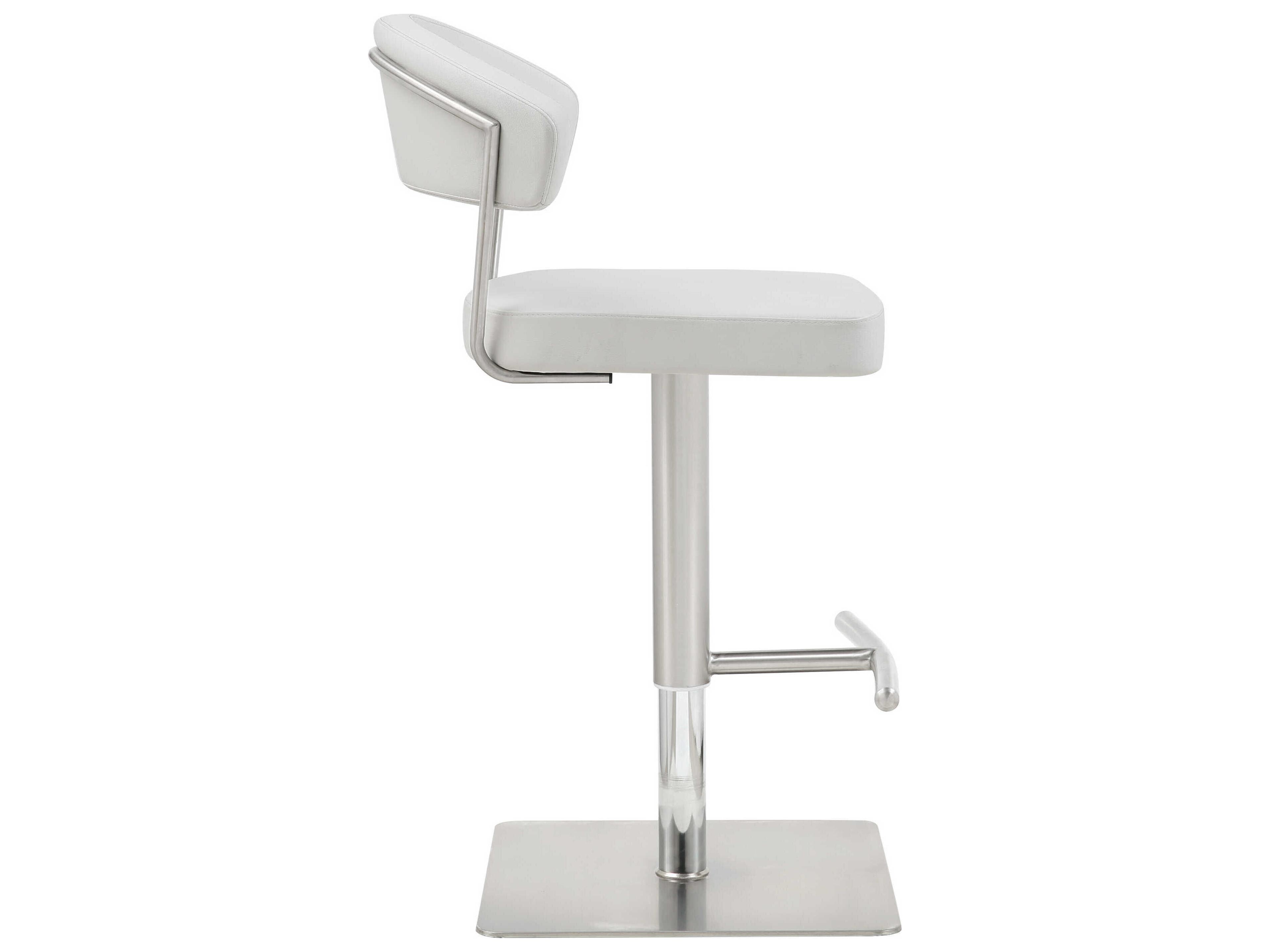 Whiteline Modern Living Maureen White Faux Leather Adjustable Bar Stool