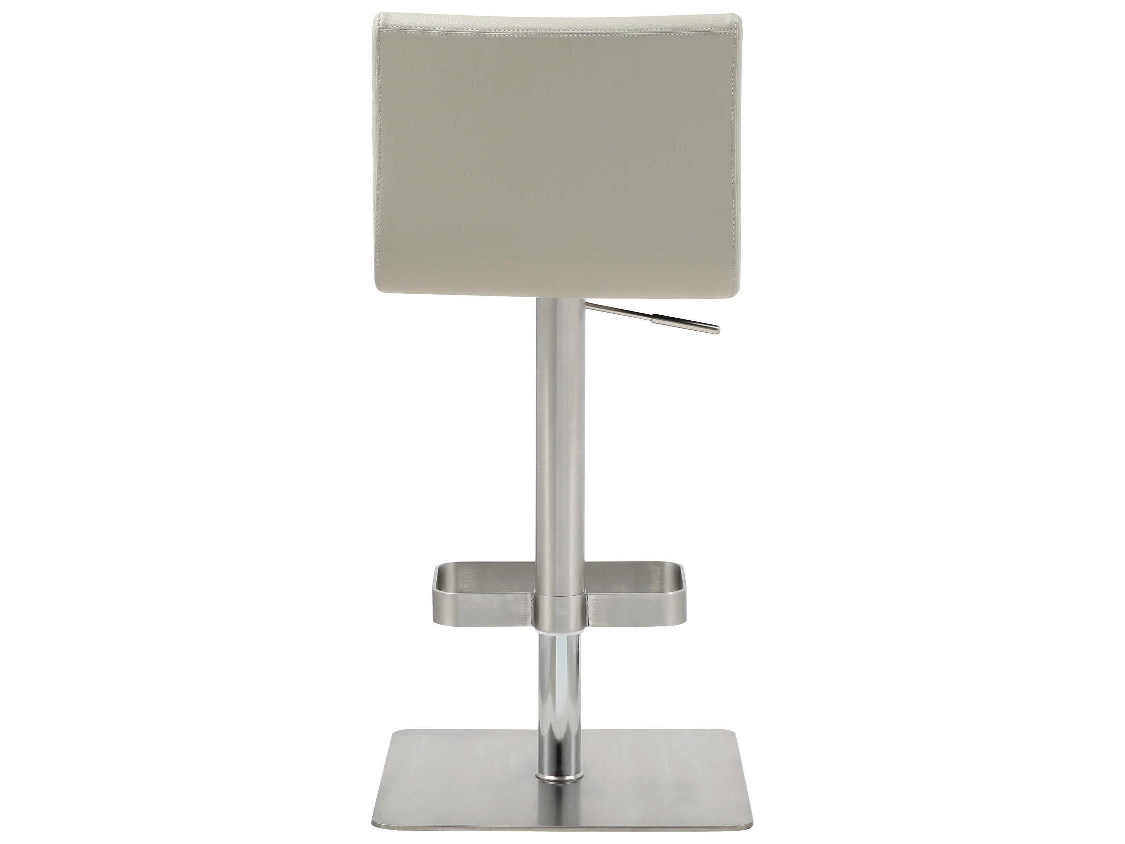 Whiteline Modern Living Watson Light Grey Faux Leather Adjustable Bar Stool