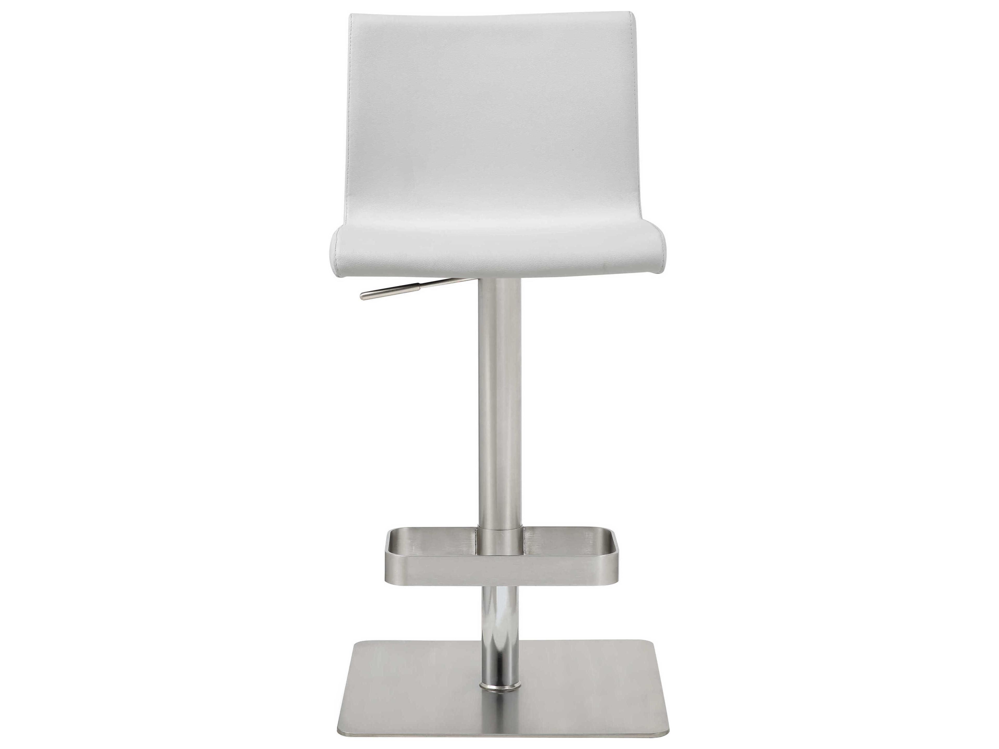 Whiteline Modern Living Watson White Faux Leather Adjustable Bar Stool