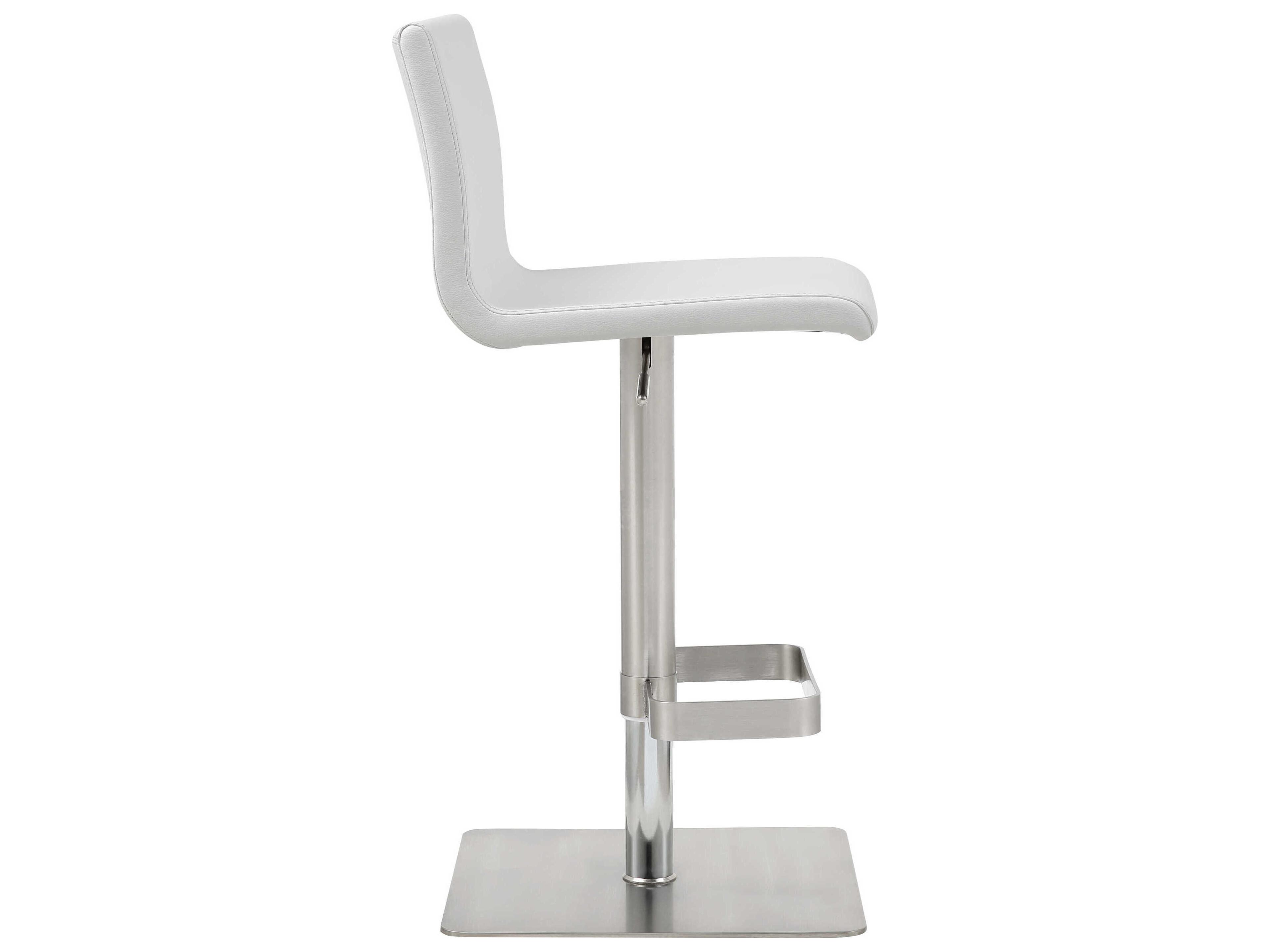 Whiteline Modern Living Watson White Faux Leather Adjustable Bar Stool