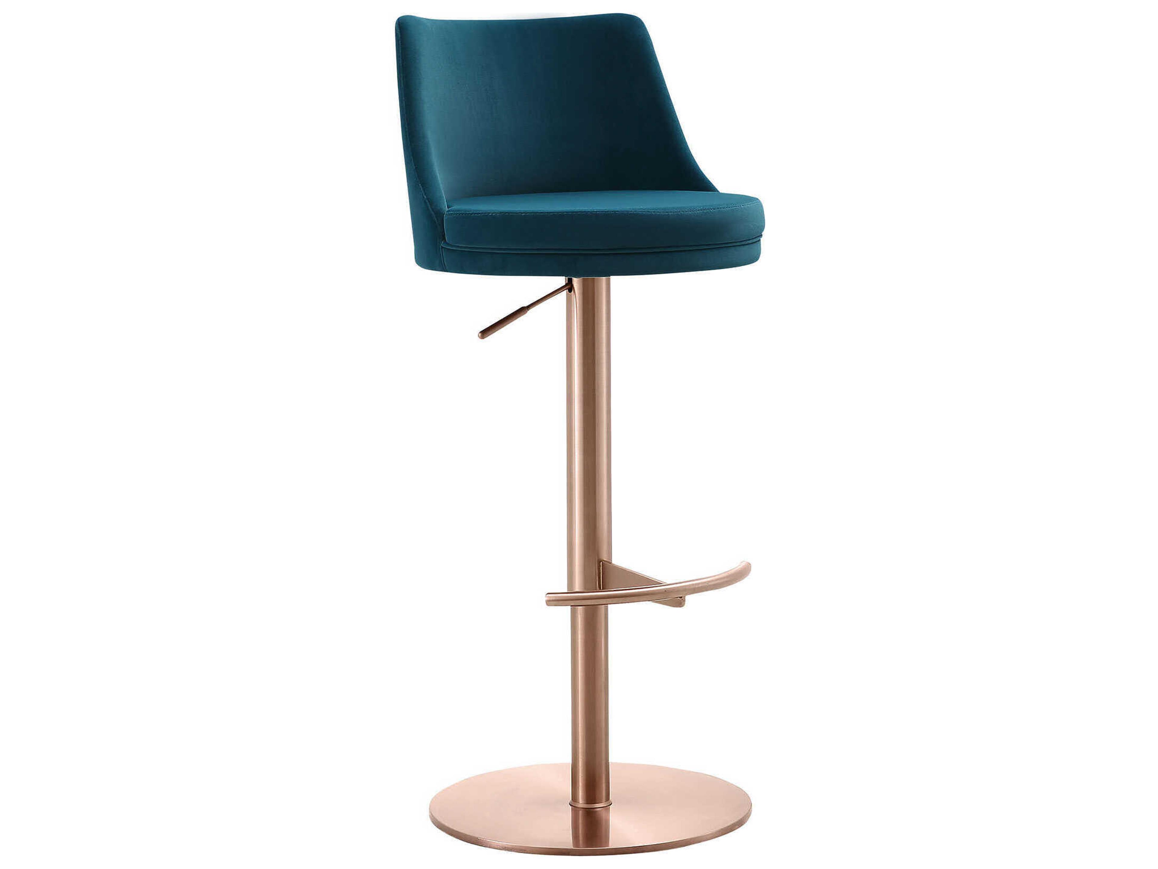 Carter Blue Gold Upholstered Adjustable Bar Stool