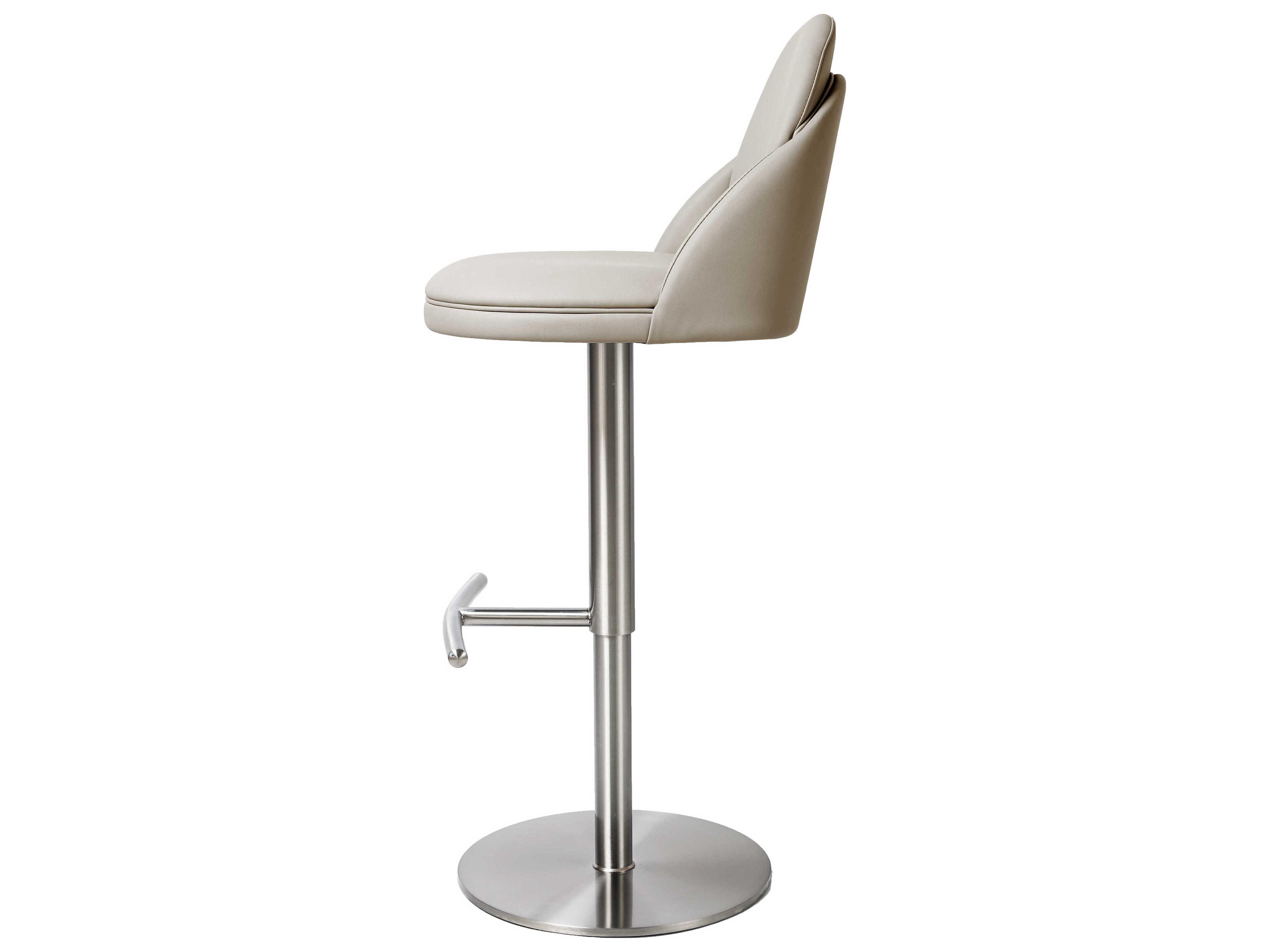 Whiteline Modern Living Tommy Light Grey Faux Leather Adjustable Bar Stool