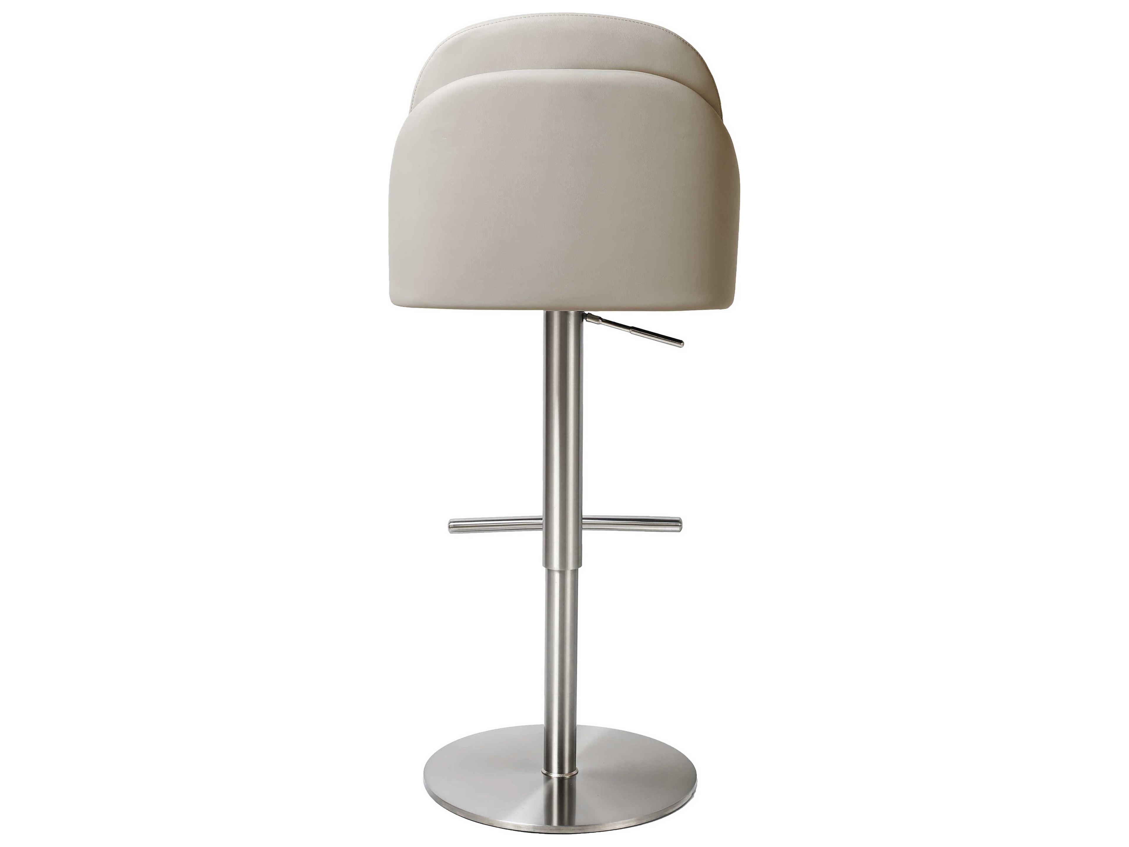 Whiteline Modern Living Tommy Light Grey Faux Leather Adjustable Bar Stool