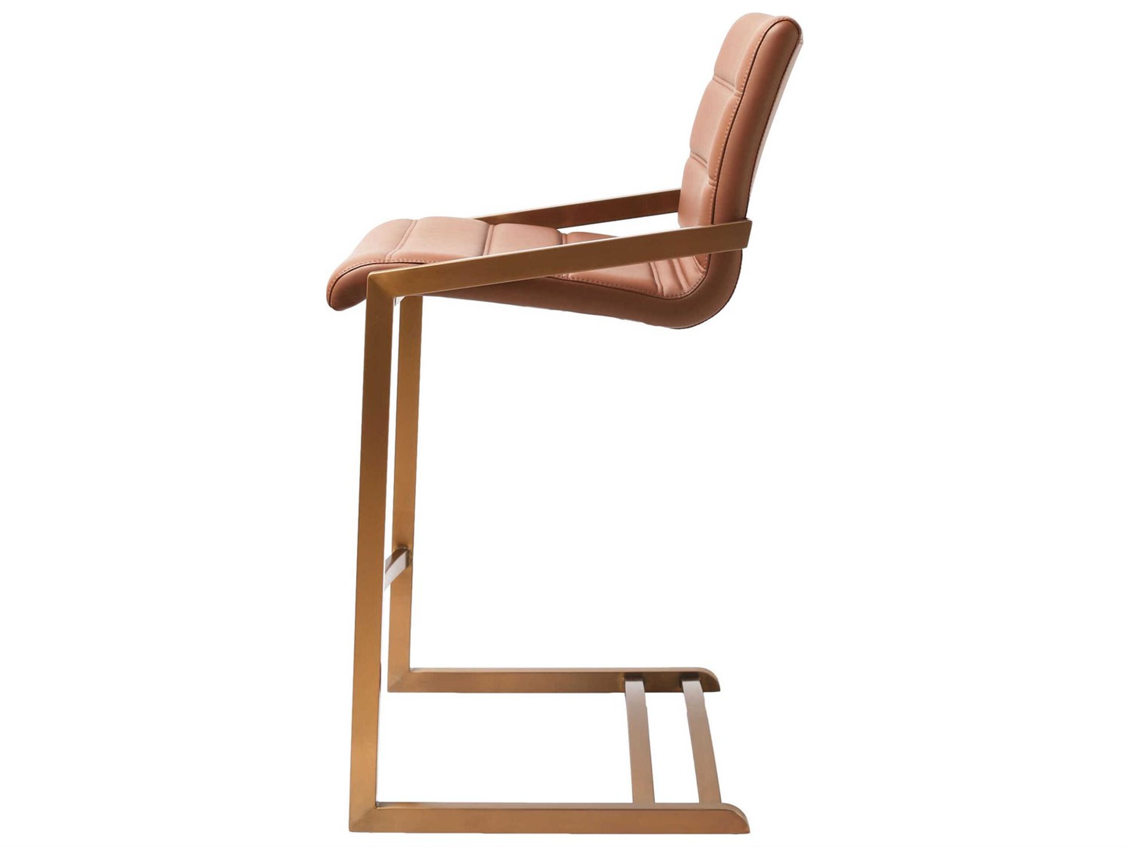 Whiteline Modern Living Mattia Brown Faux Leather Counter Stool Set of 2