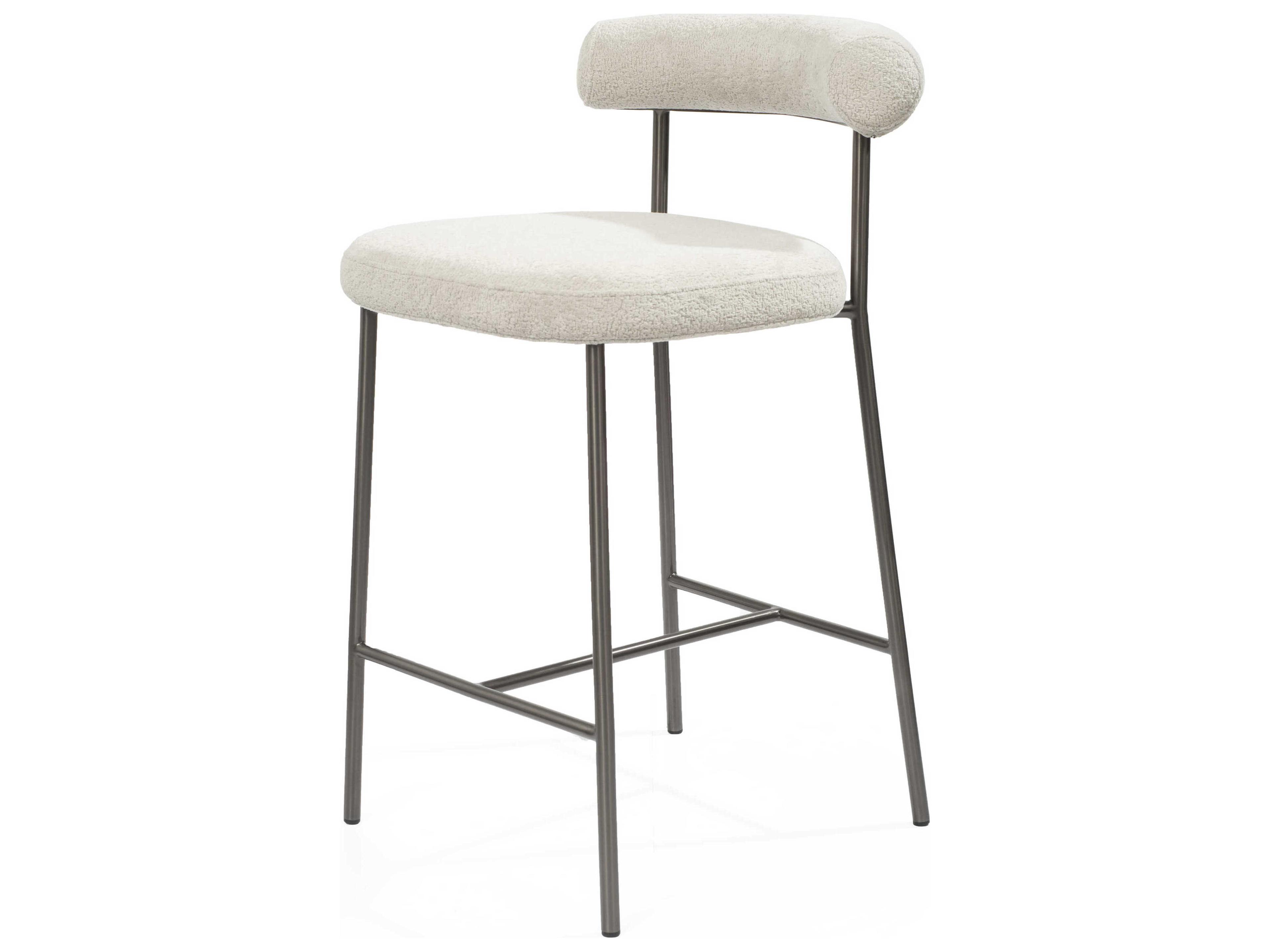 Ella Light Grey Upholstered Counter Stool