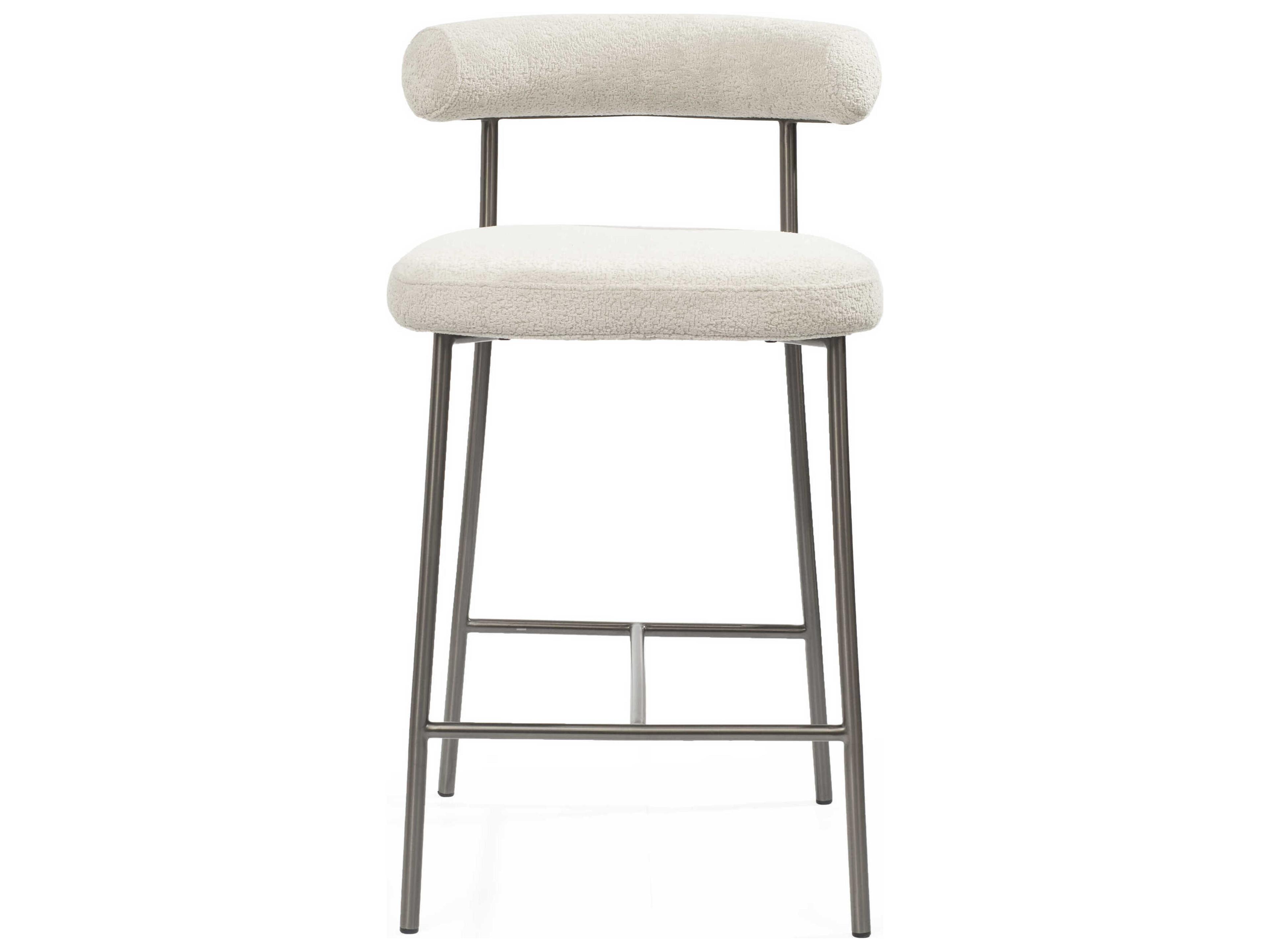 Whiteline Modern Living Ella Light Grey Upholstered Counter Stool