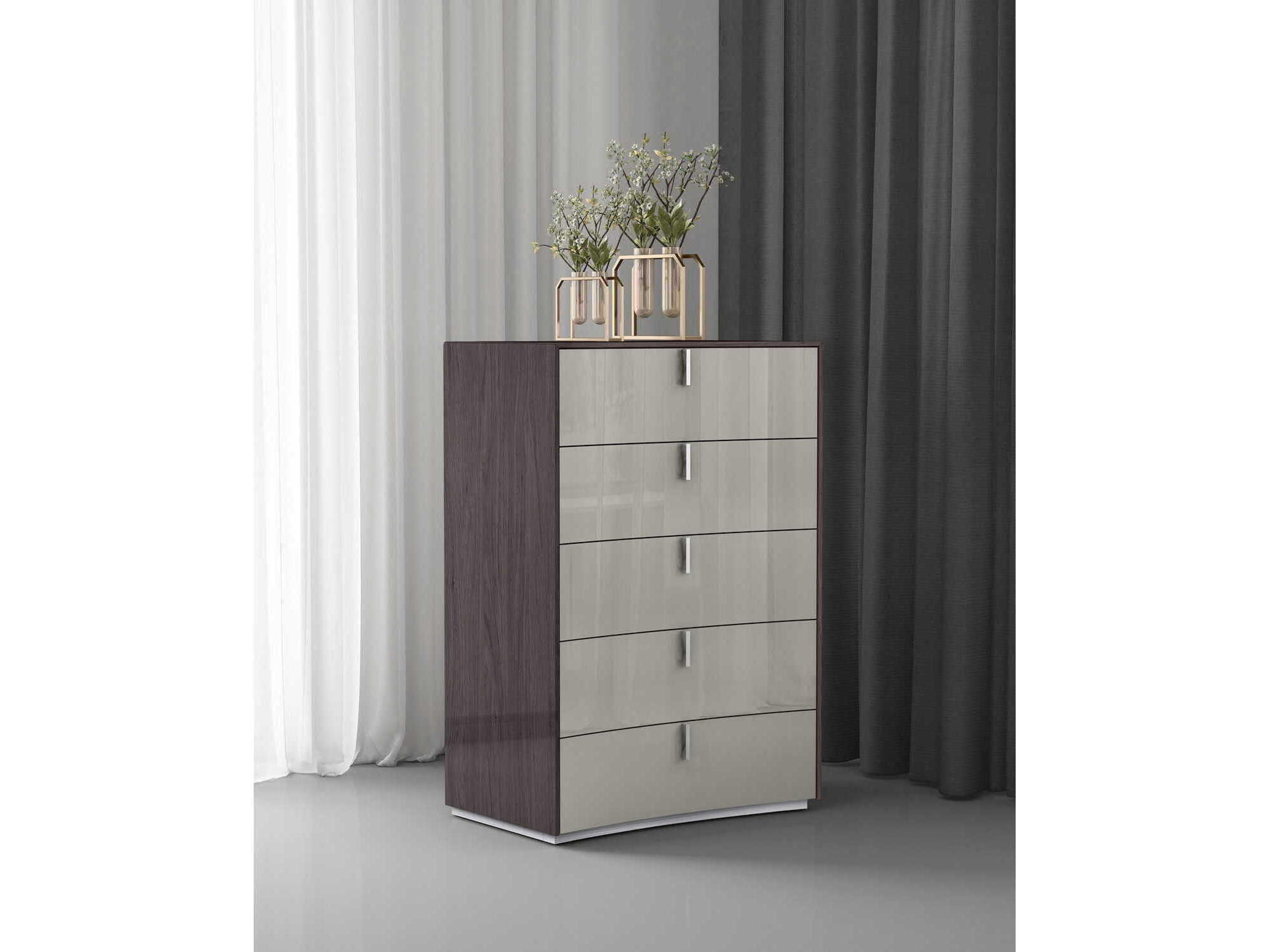 Whiteline Modern Living Berlin Chestnut Light Grey Chest of Drawers