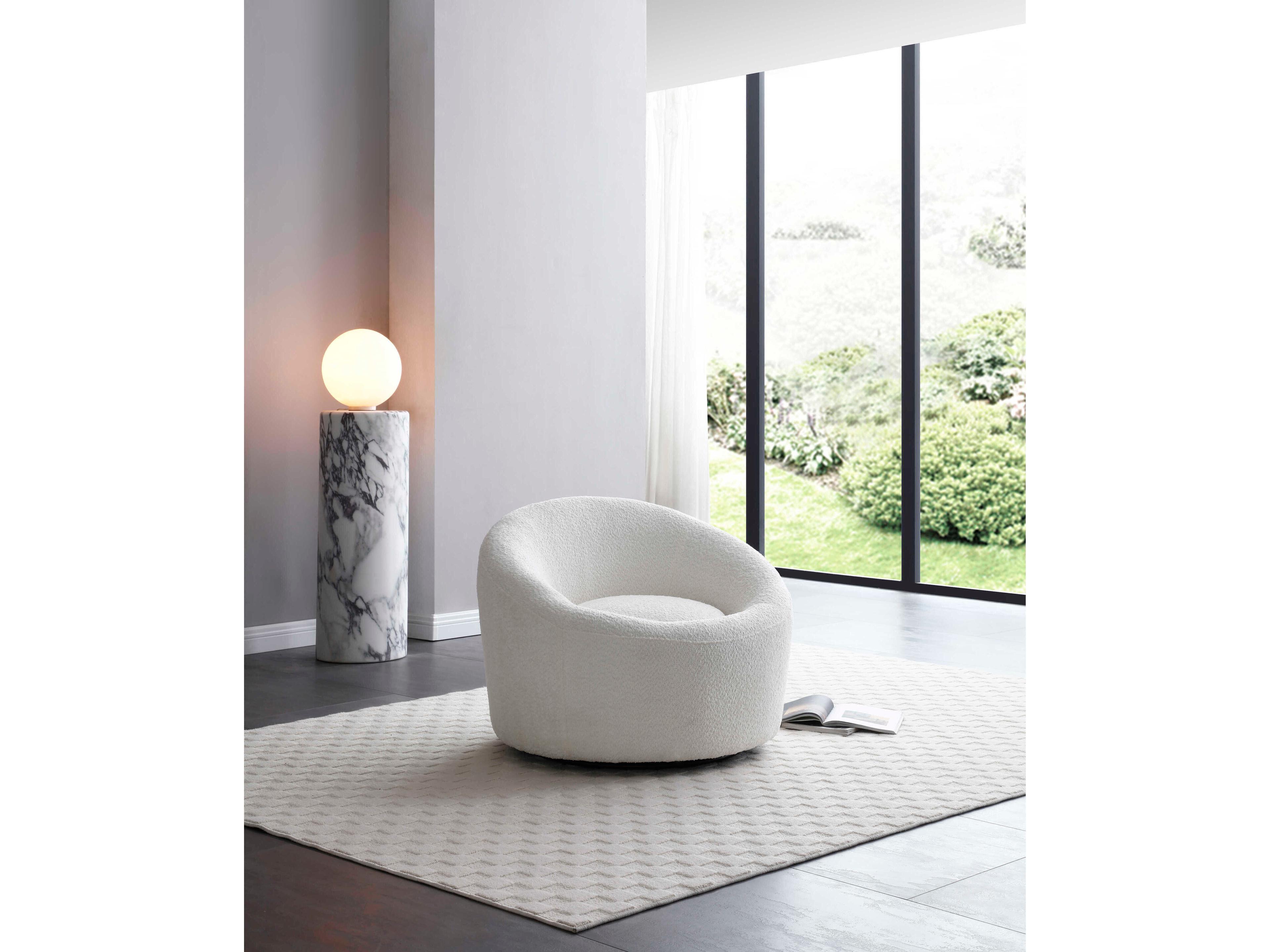 Whiteline Modern Living Perla Swivel White Accent Chair