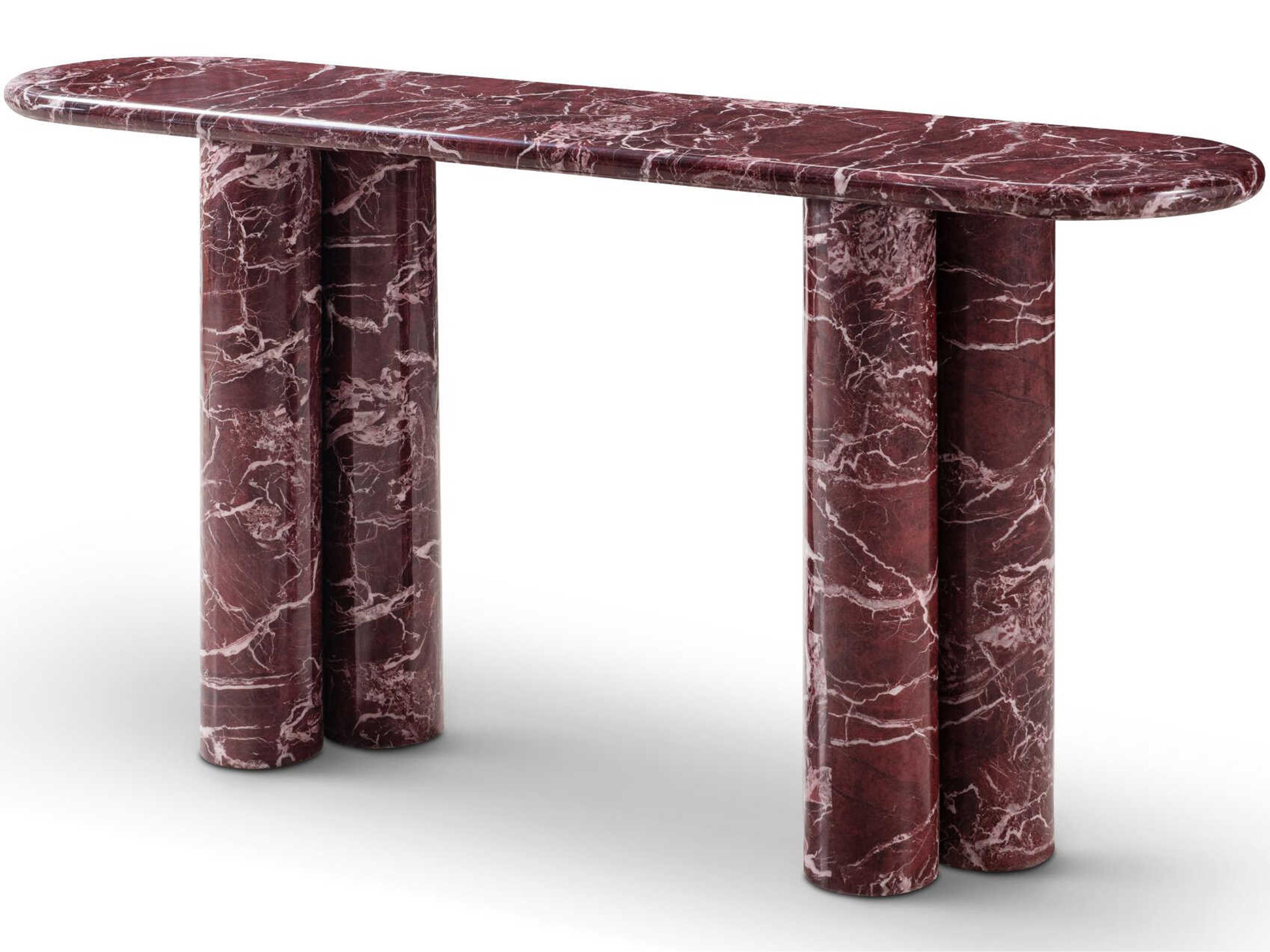 Bianco Oval Marble White Red Console Table