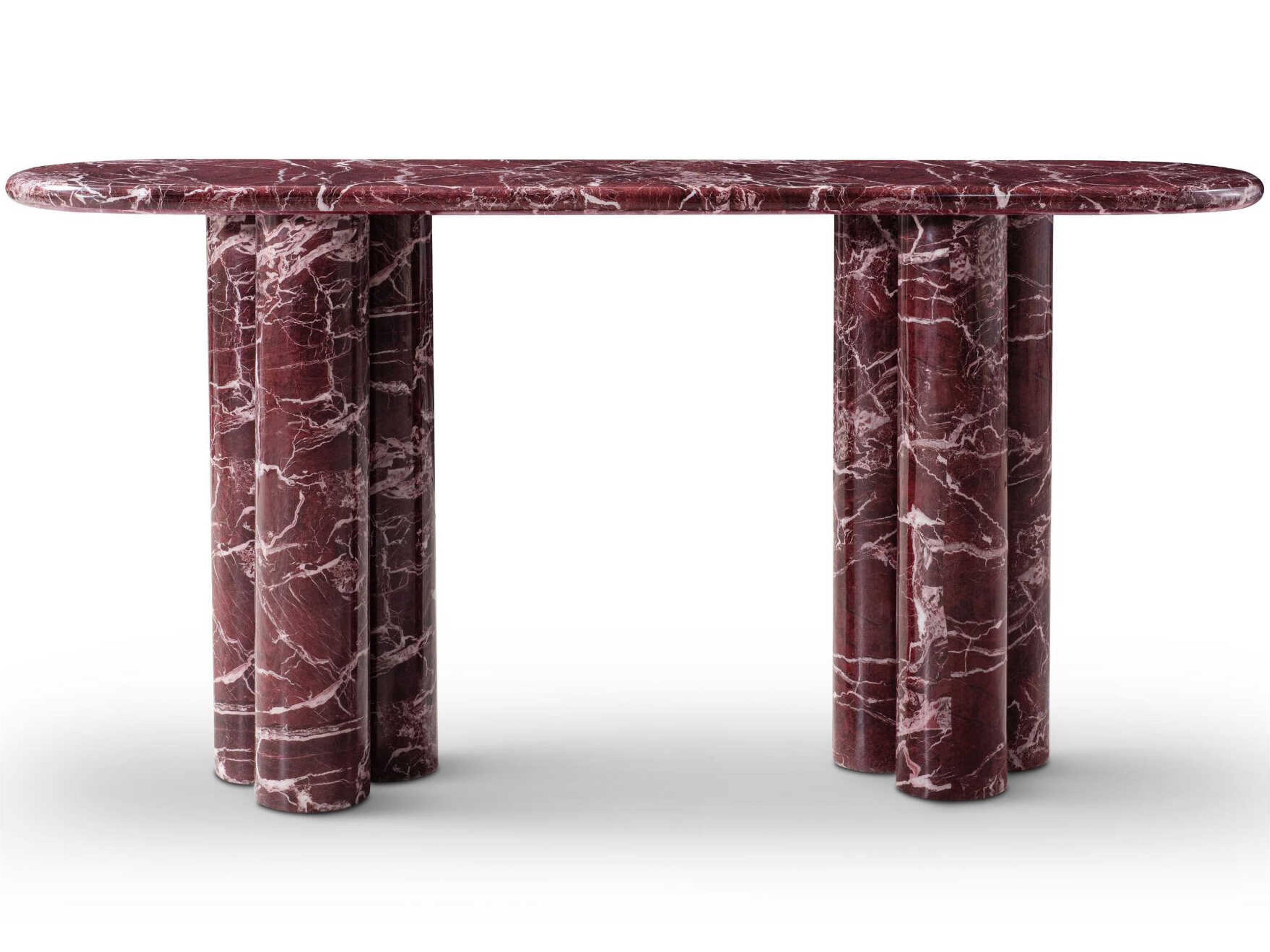 Whiteline Modern Living Bianco Oval Marble White Red Console Table