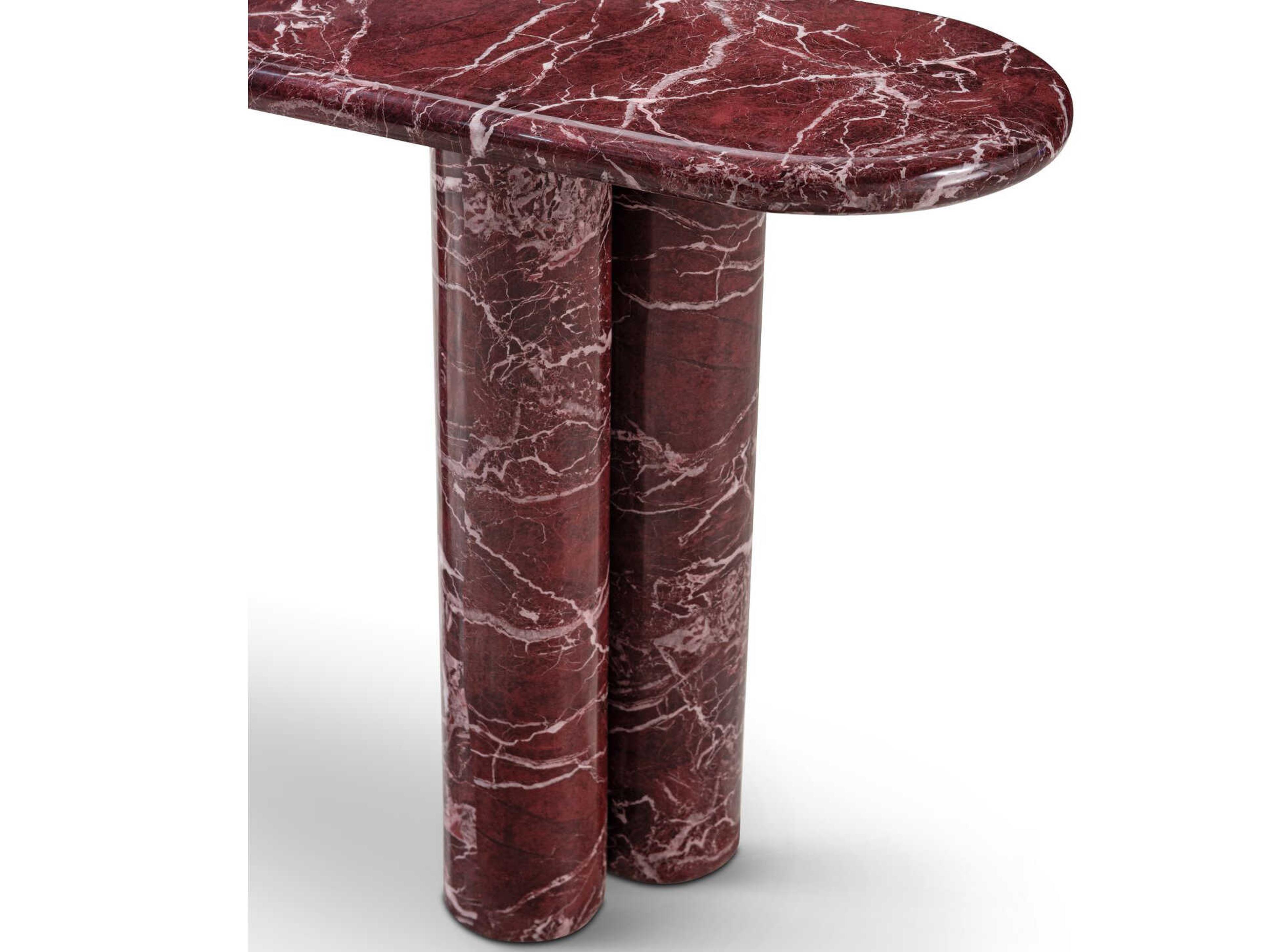 Whiteline Modern Living Bianco Oval Marble White Red Console Table