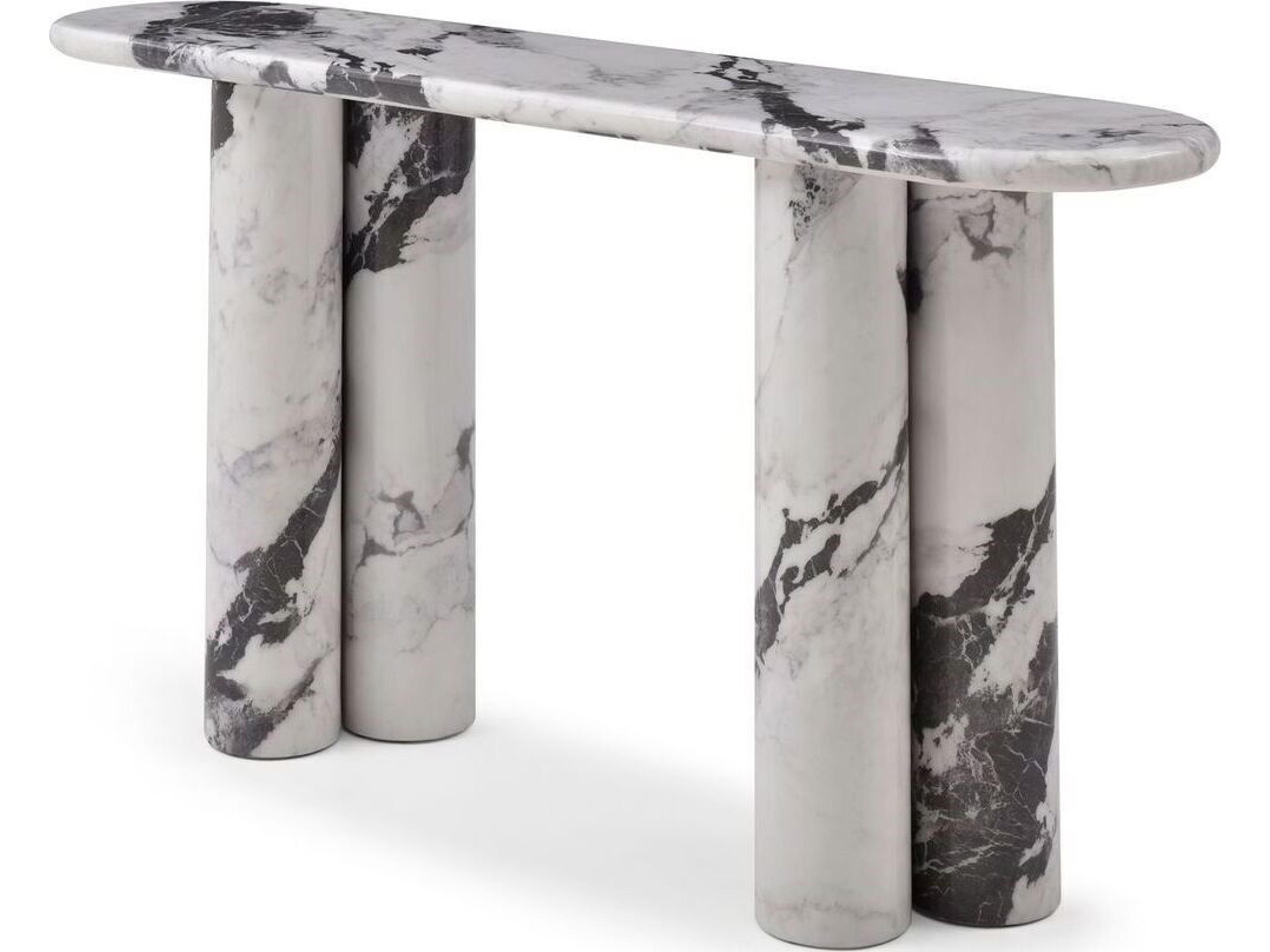 Whiteline Modern Living Bianco Oval Marble Console Table