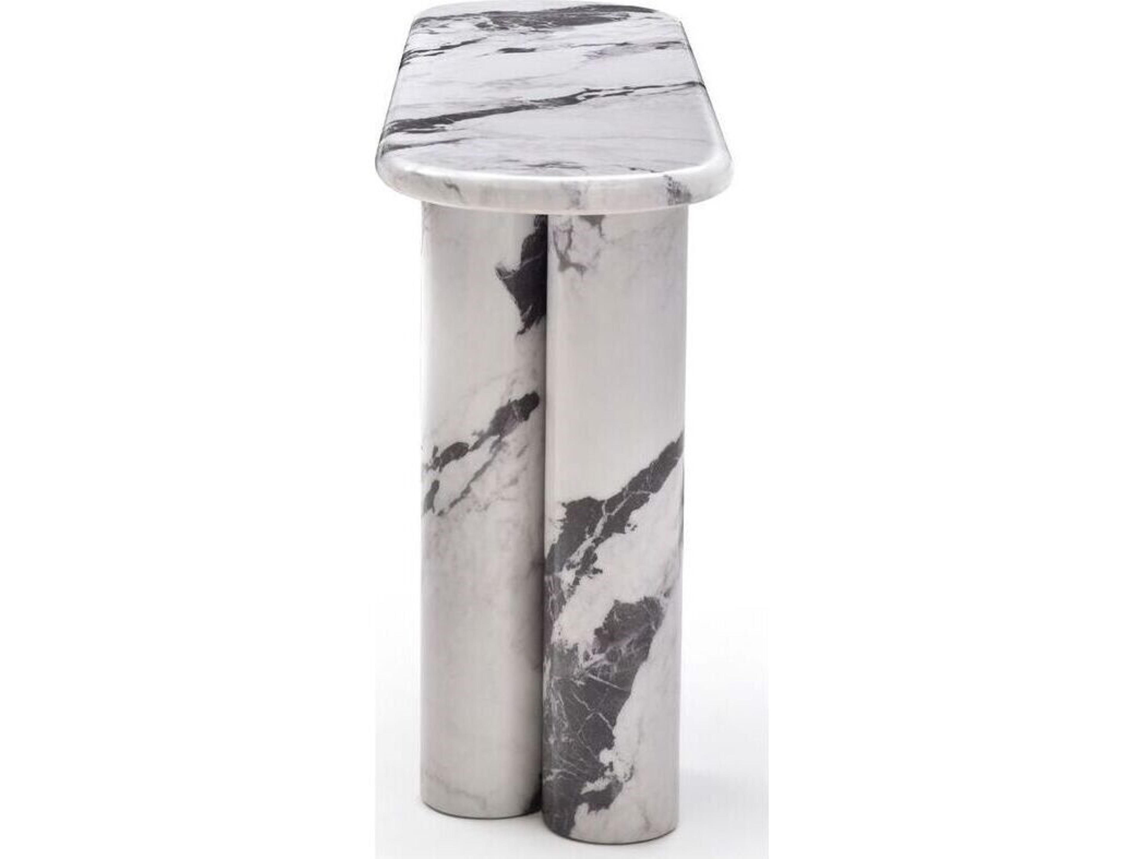 Whiteline Modern Living Bianco Oval Marble Console Table