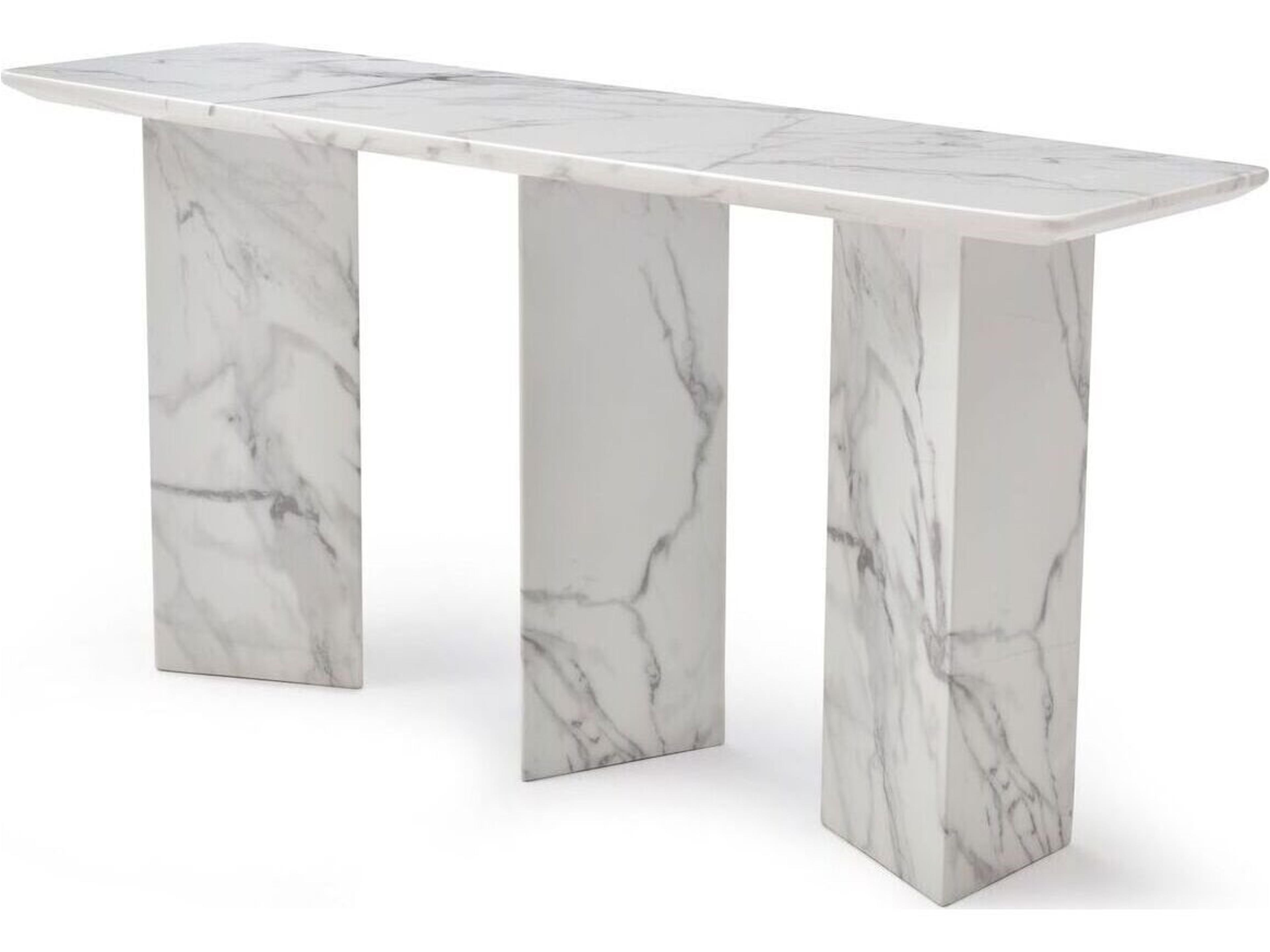 Whiteline Modern Living Selva Rectangular Marble Console Table