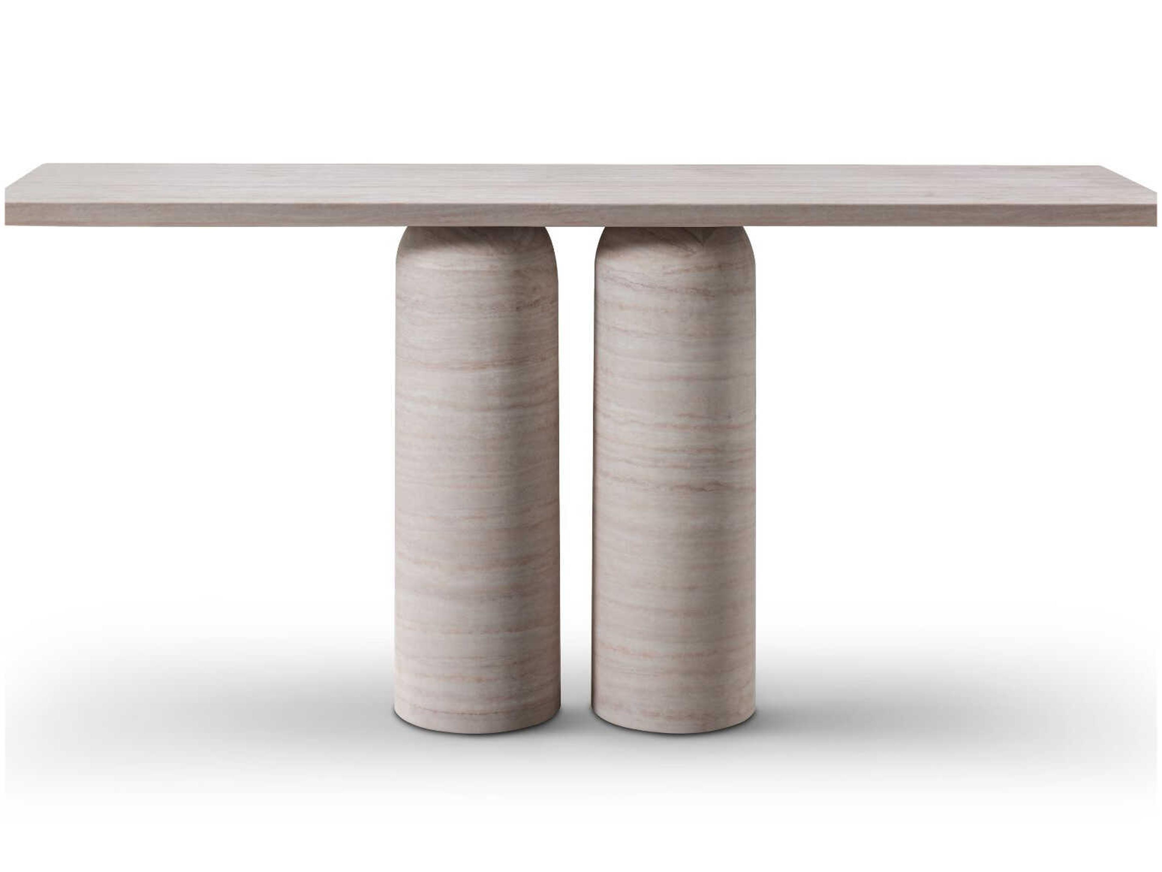 Whiteline Modern Living Rocca Rectangular Marble Beige Console Table