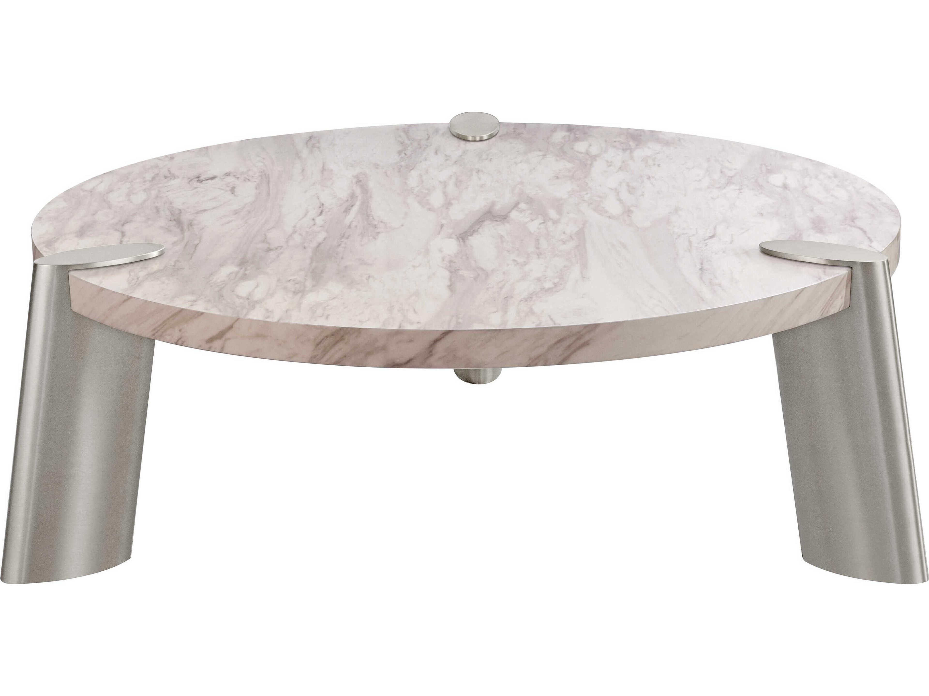 Mimeo Round Faux Marble White Coffee Table