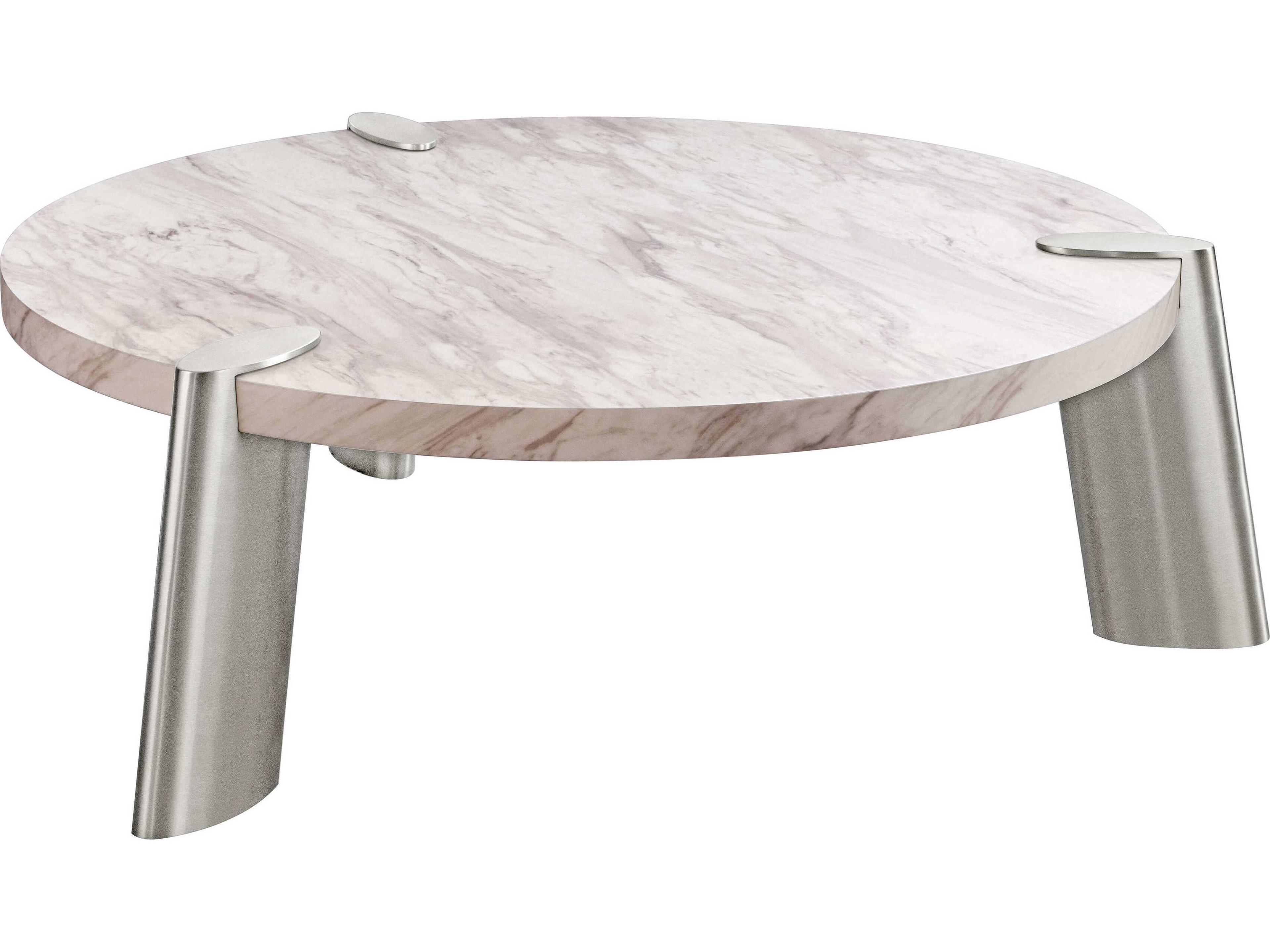Whiteline Modern Living Mimeo Round Faux Marble White Coffee Table