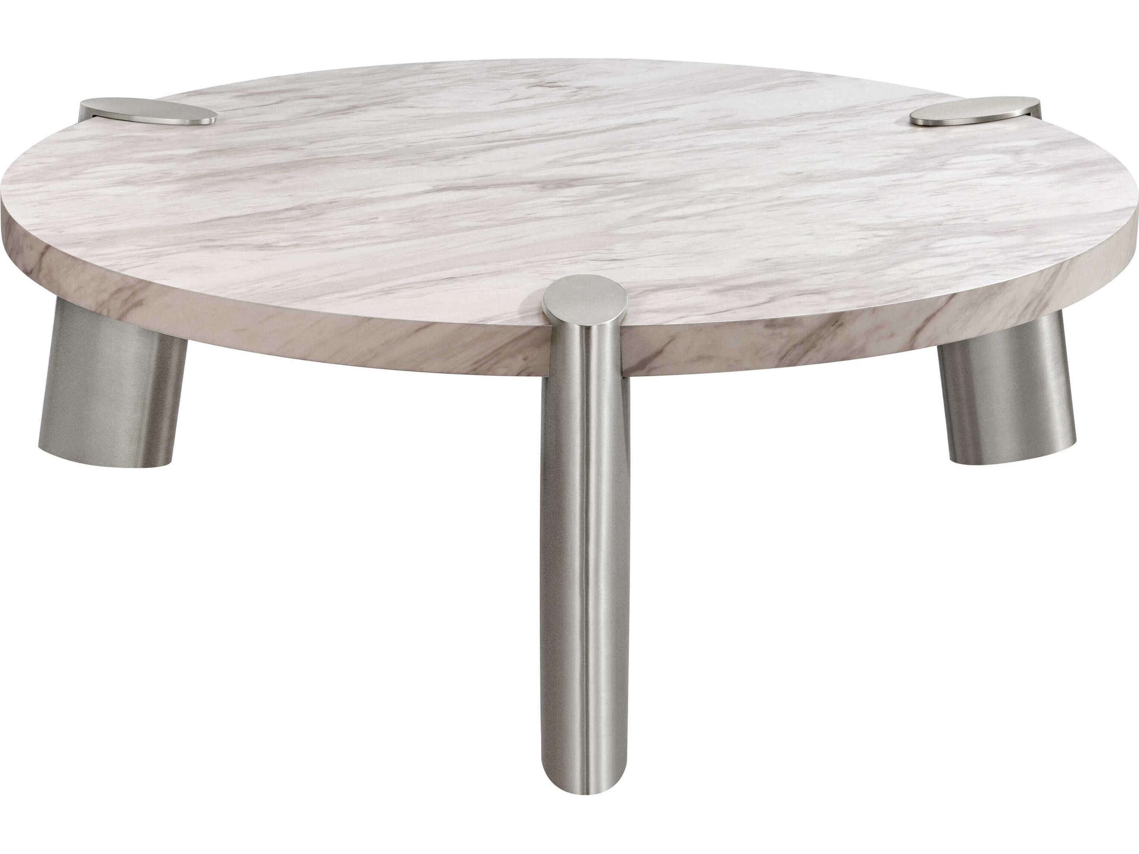 Whiteline Modern Living Mimeo Round Faux Marble White Coffee Table