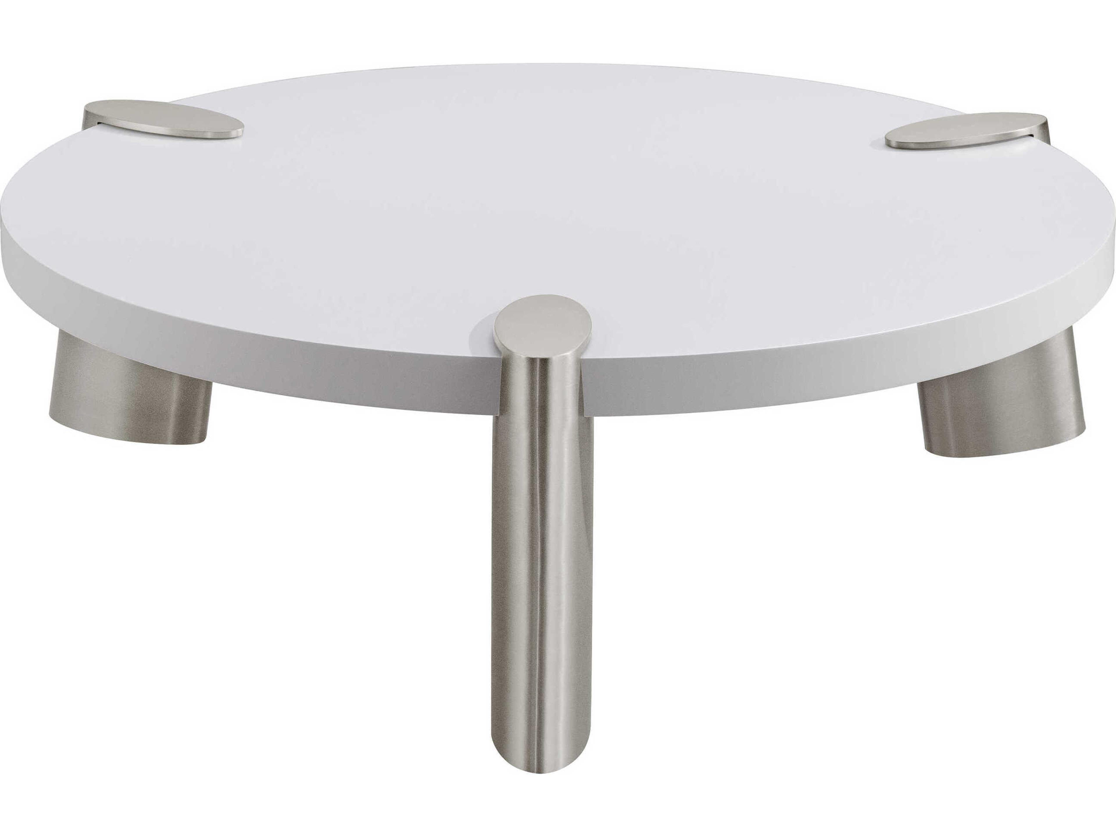 Whiteline Modern Living Mimeo Round Wood White Coffee Table