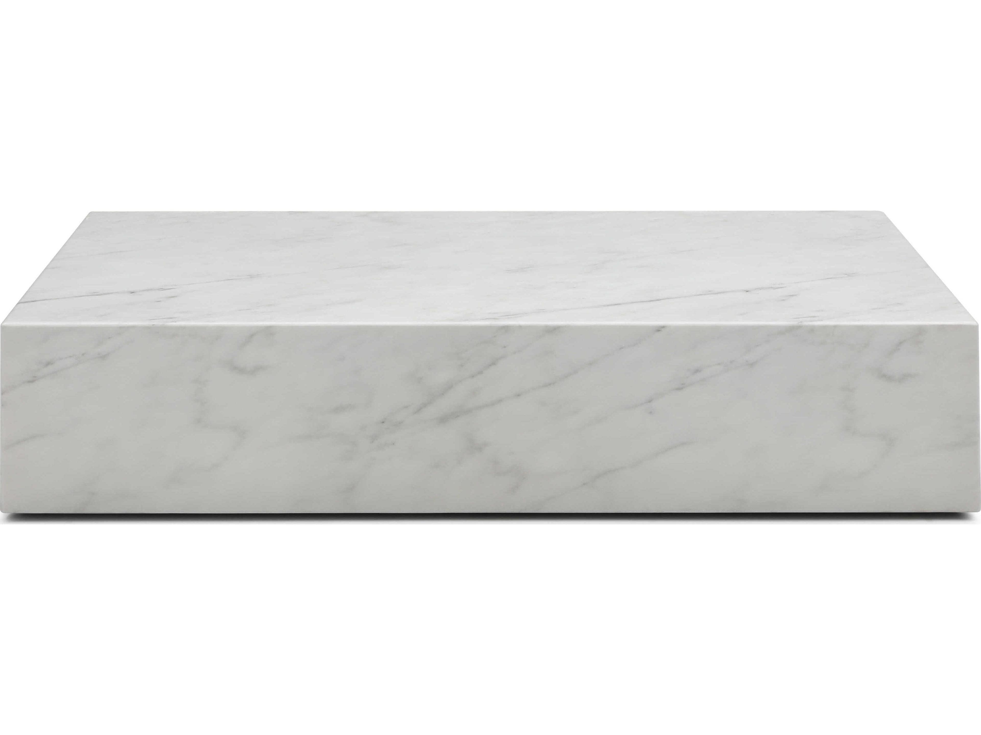 Whiteline Modern Living Cube Rectangular Marble White Coffee Table