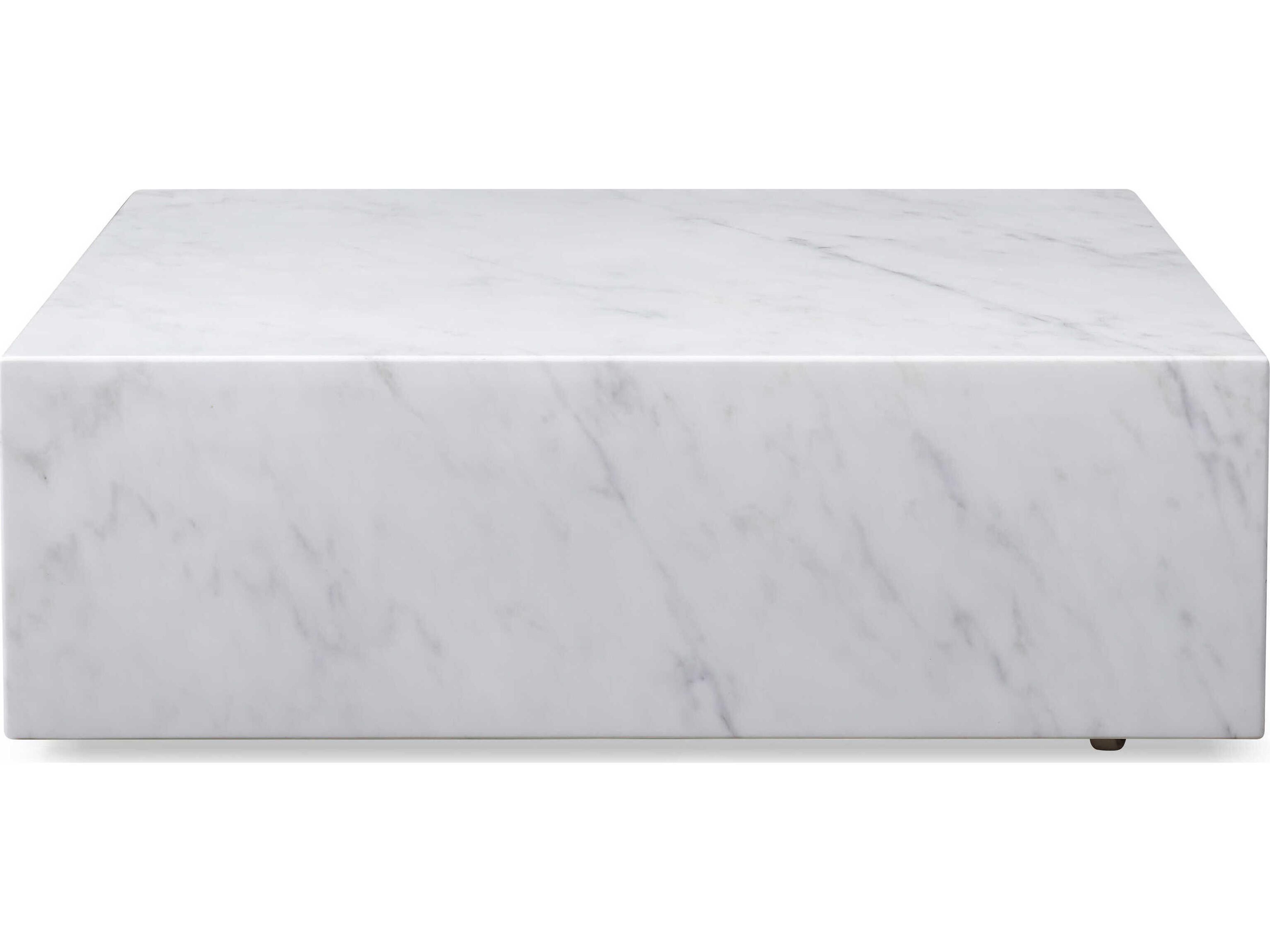 Whiteline Modern Living Cube Square Marble White Coffee Table