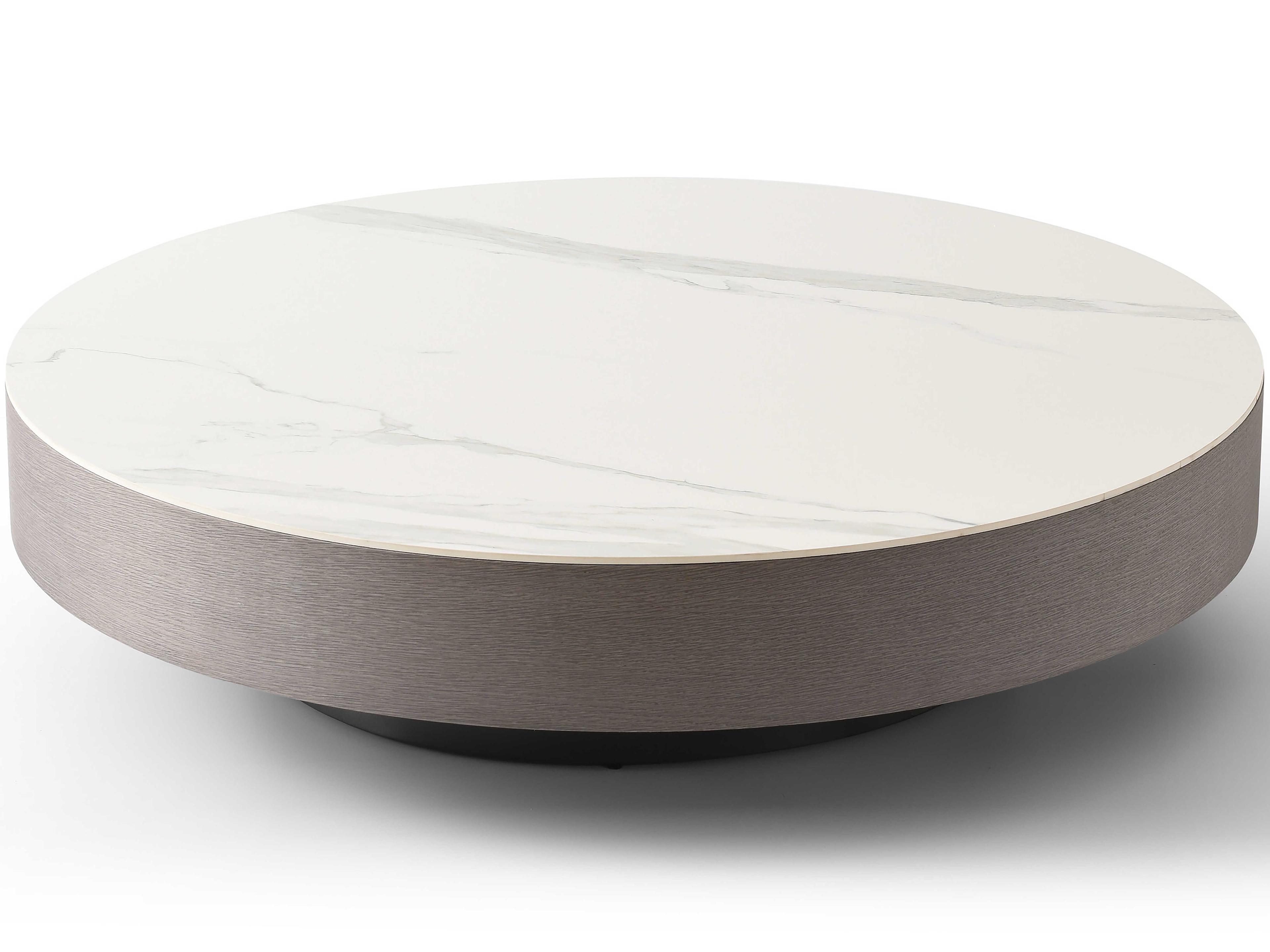Whiteline Modern Living Cory Round Ceramic White Coffee Table