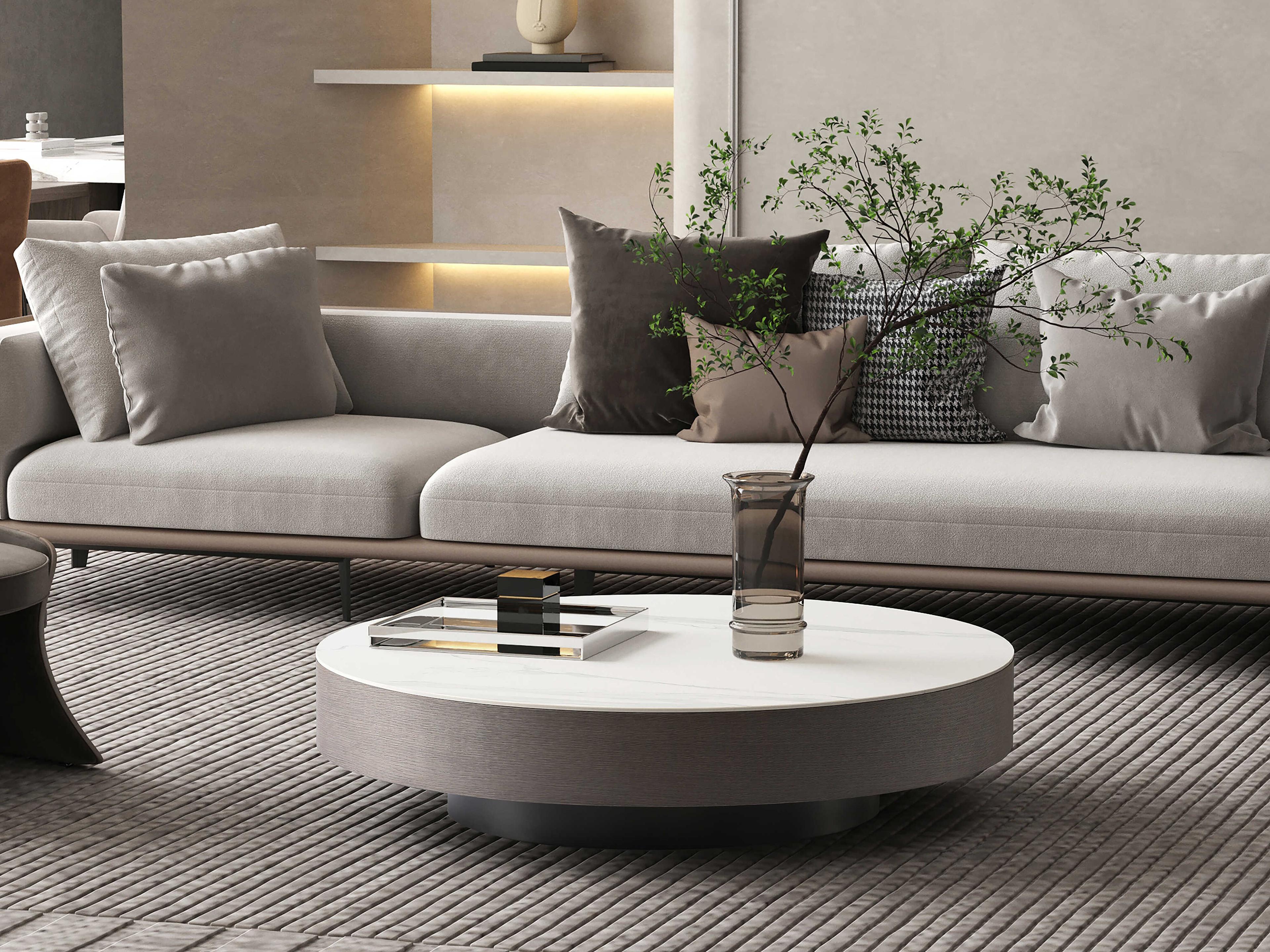 Whiteline Modern Living Cory Round Ceramic White Coffee Table