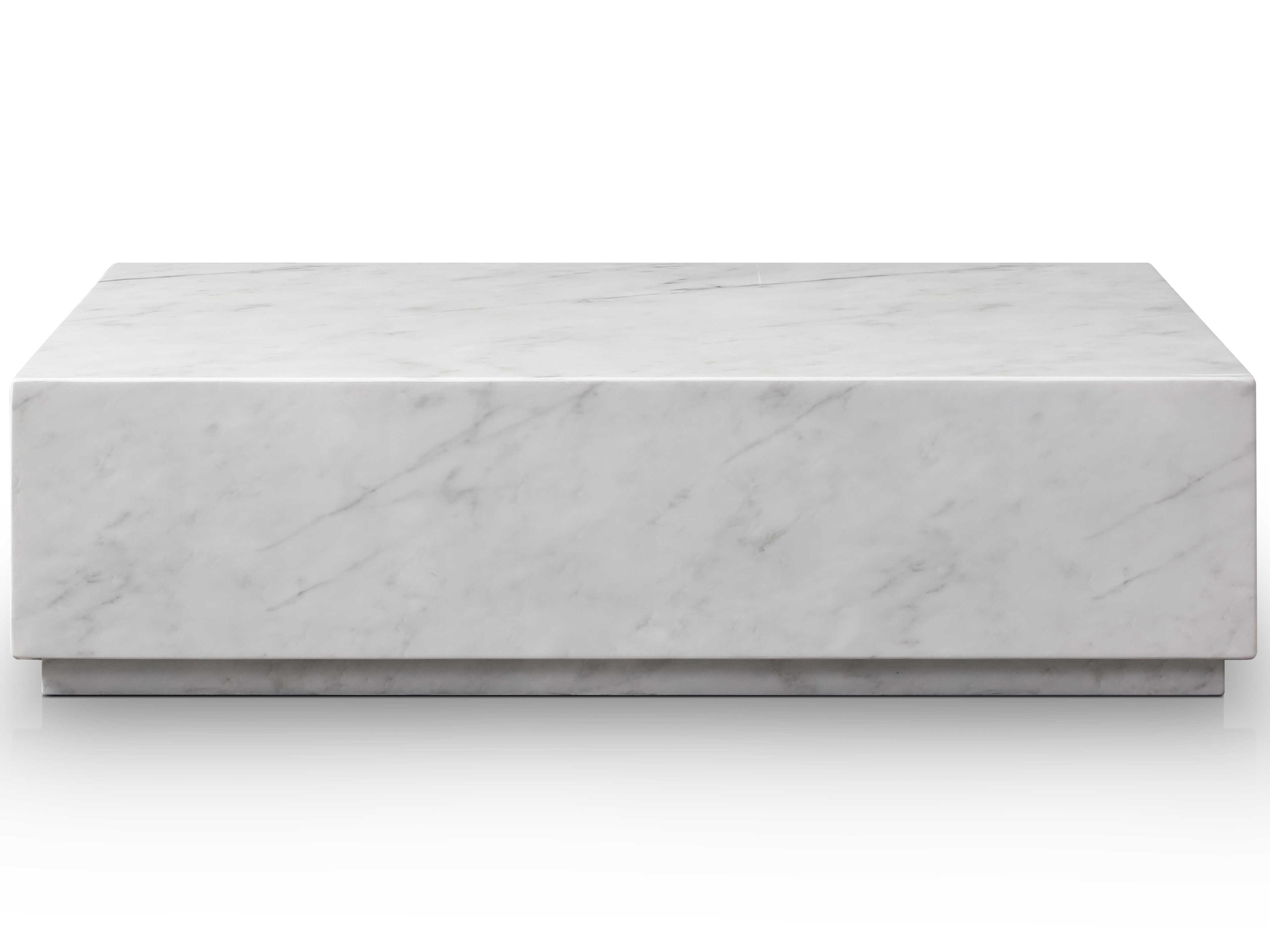 Whiteline Modern Living Iris Rectangular Marble White Coffee Table
