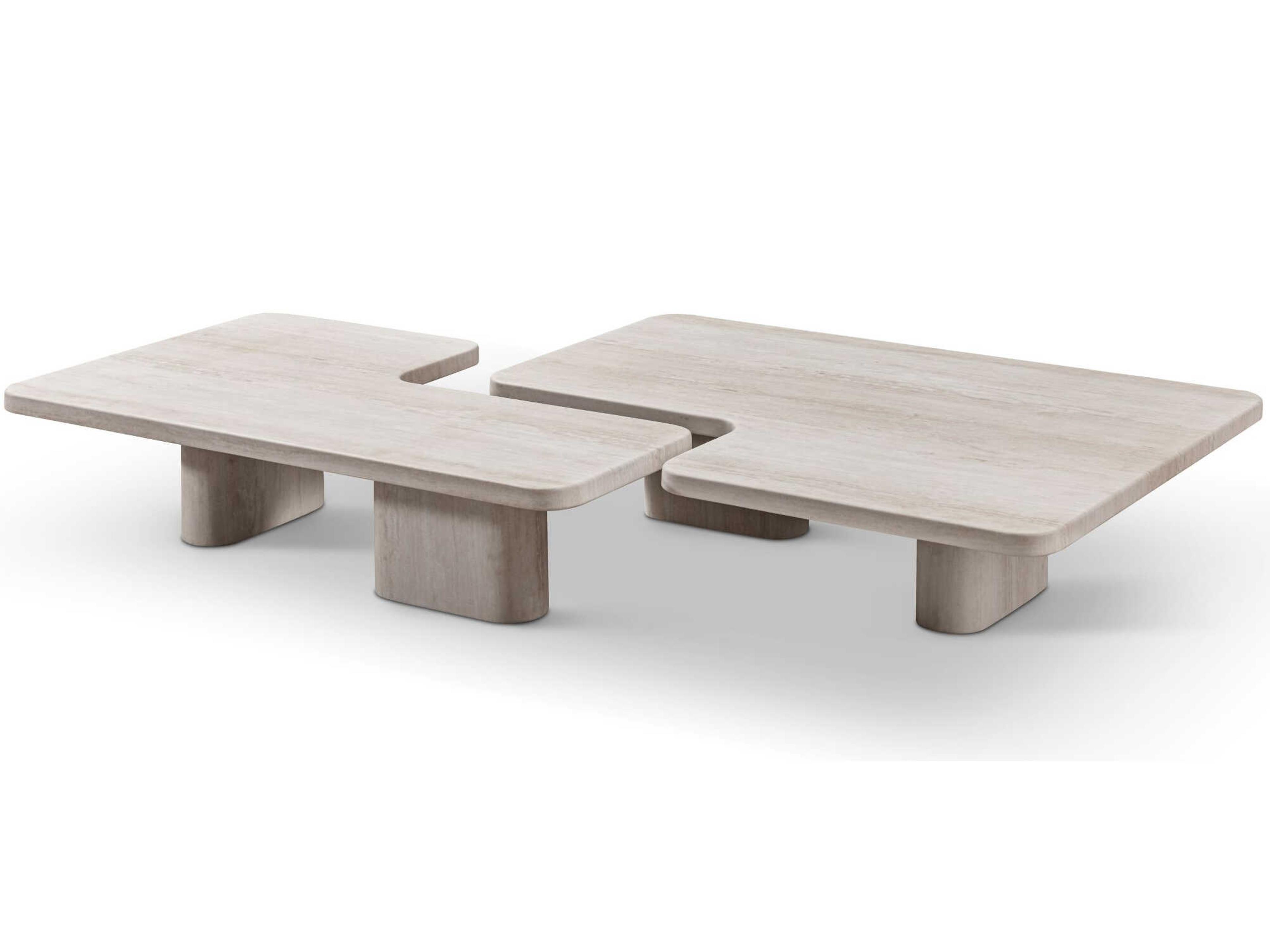 Whiteline Modern Living Mosaic Marble Beige Coffee Table