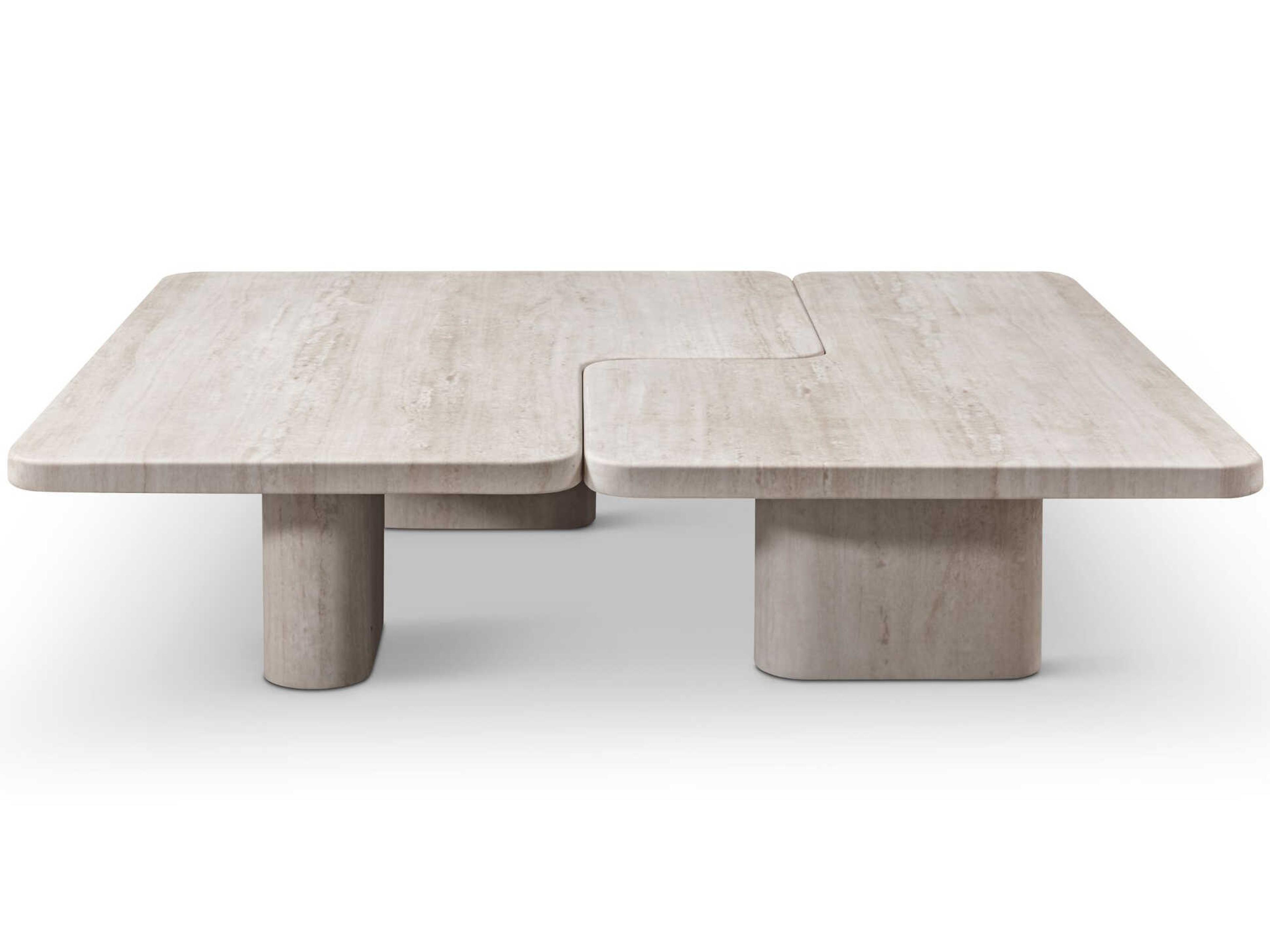 Whiteline Modern Living Mosaic Marble Beige Coffee Table