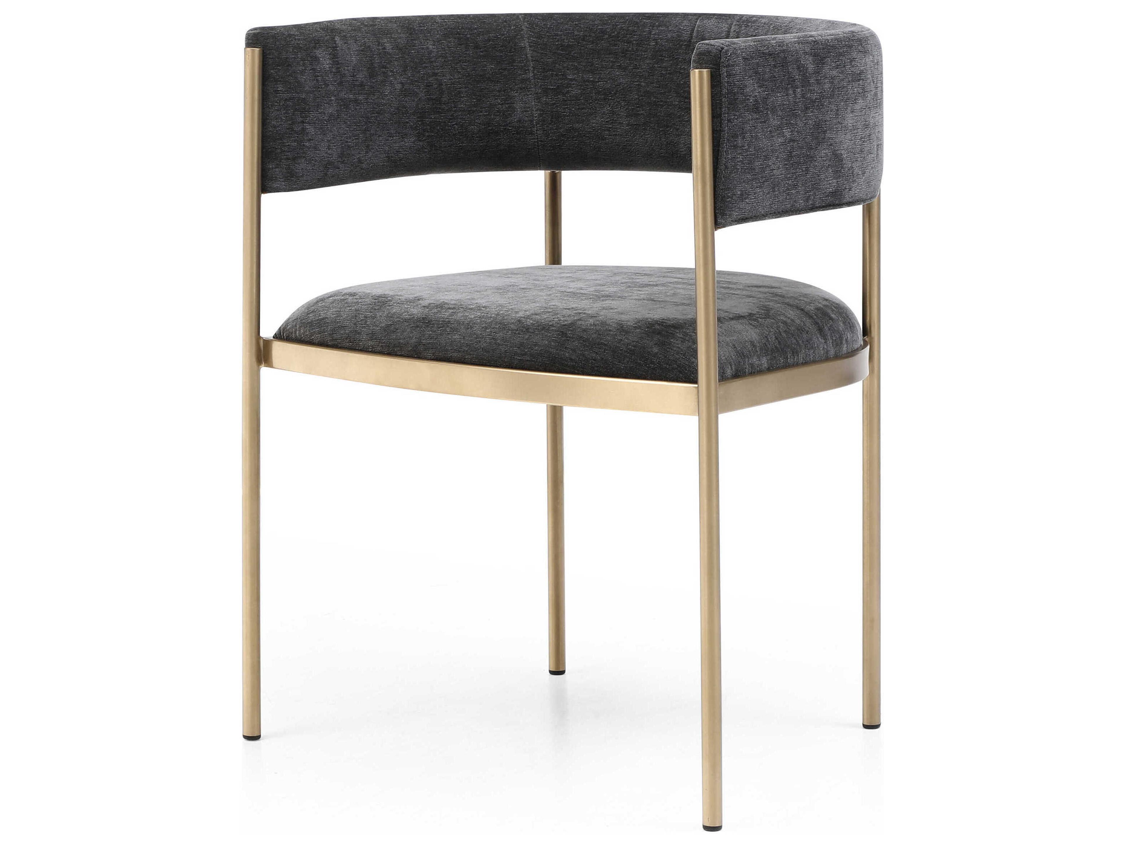 Envie Gold Upholstered Arm Dining Chair Set of 2